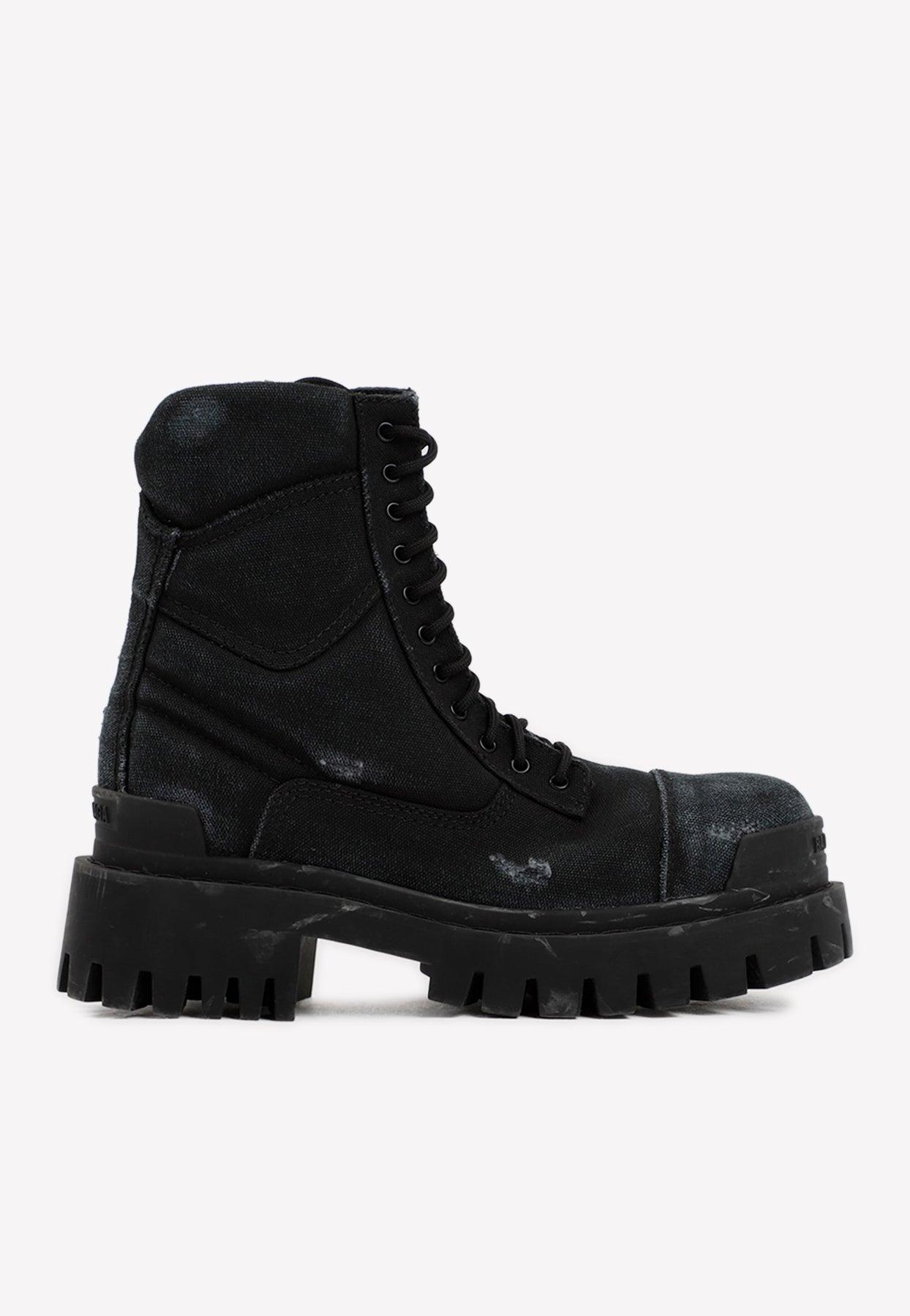 Balenciaga Cotton Combat Strike Boots in Black Lyst