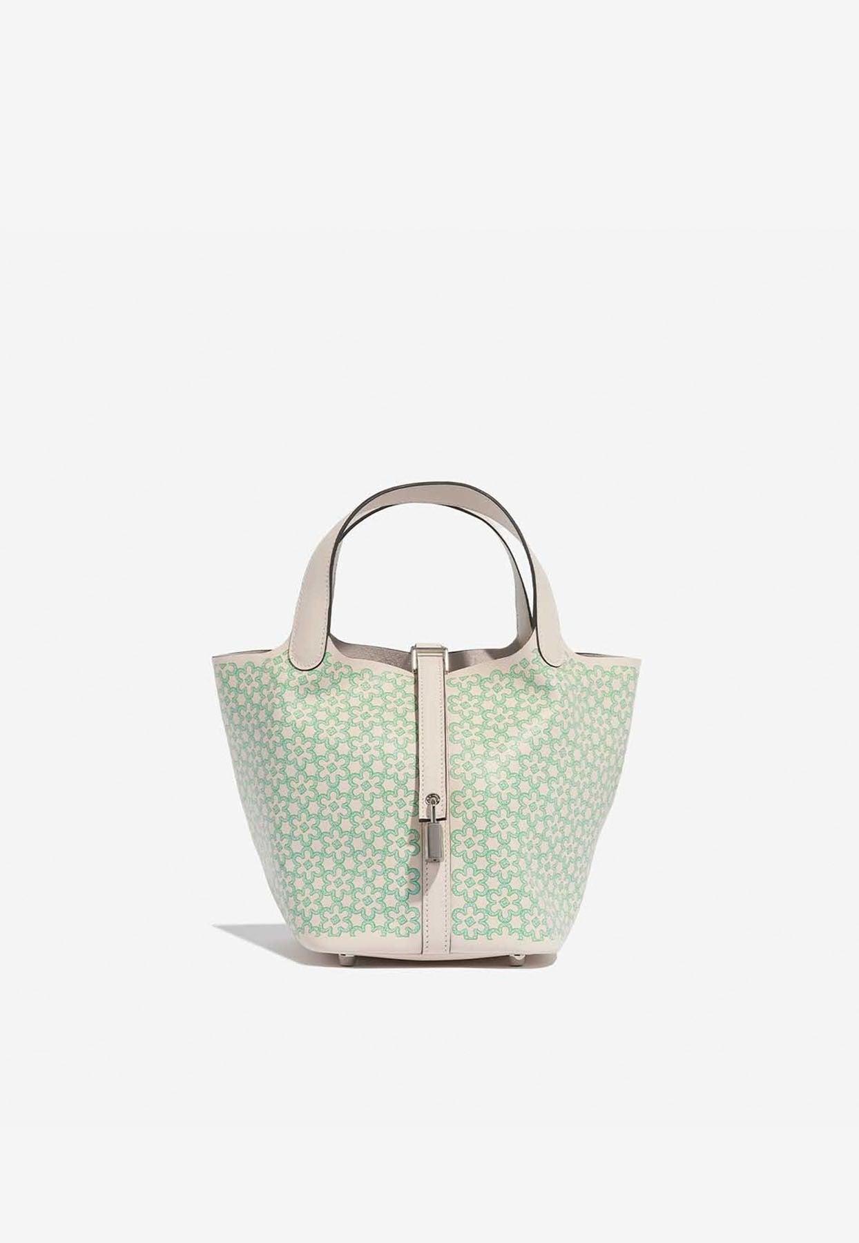 Hermès Picotin Lock Micro 'Lucky Daisy' Nata and Vert Swift with Palladium  Bag For Sale at 1stDibs