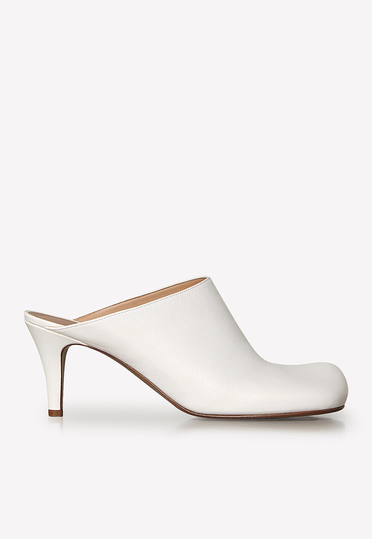 Bottega Veneta 'bloc' Square Toe Leather Mules in White | Lyst