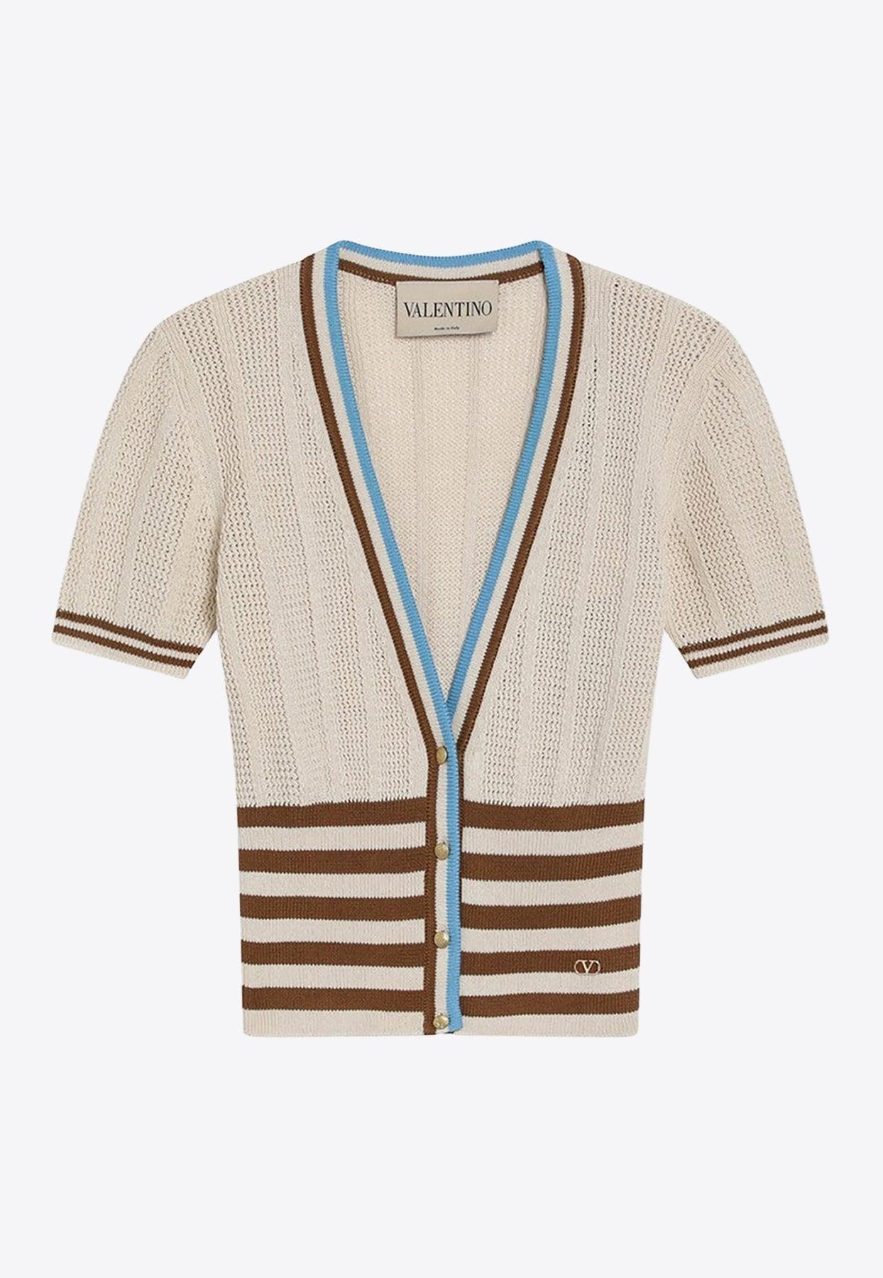 Cardigan Valentino Femme Gris Os - Taille IT40 (US4) - Manches Longues Boutonnées - Occasion Très Bon état
