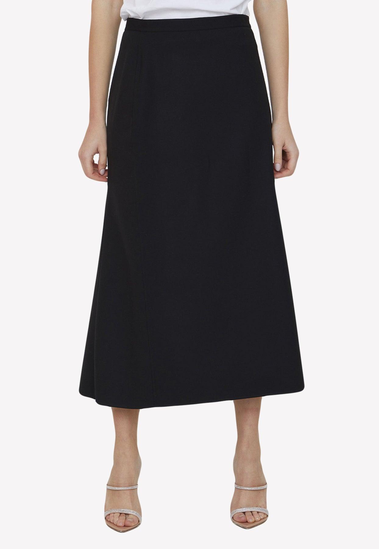 The Row Avianna Midi Skirt In Wool in Black | Lyst
