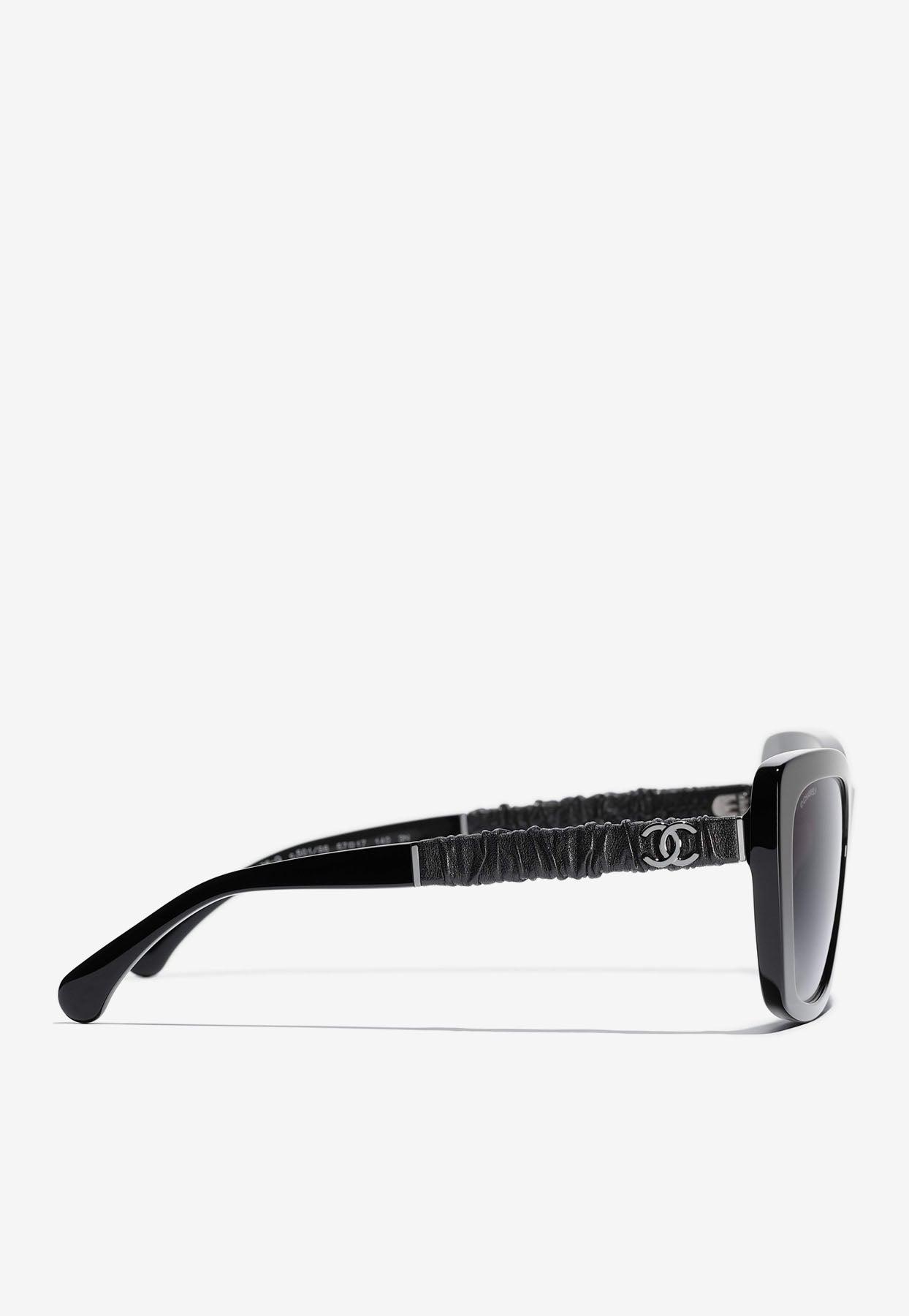 Chanel Black Quilted Leather Sunglasses