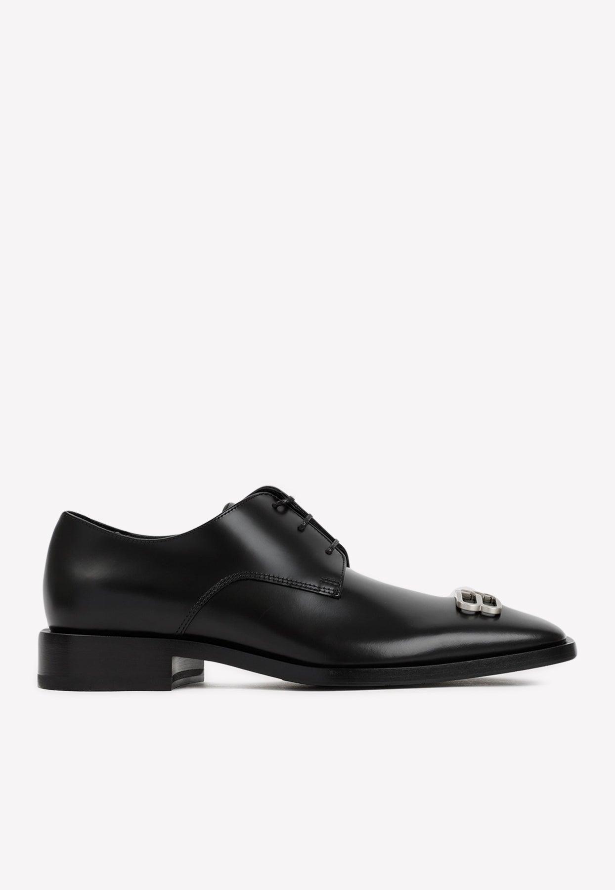 Balenciaga Wallstreet Almond-Toe Derby Shoe Black, Almond Toe Shoe