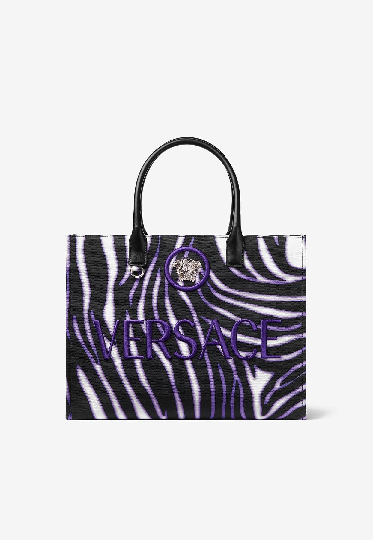 Versace Large Zebra Print Tote Bag in Blue | Lyst