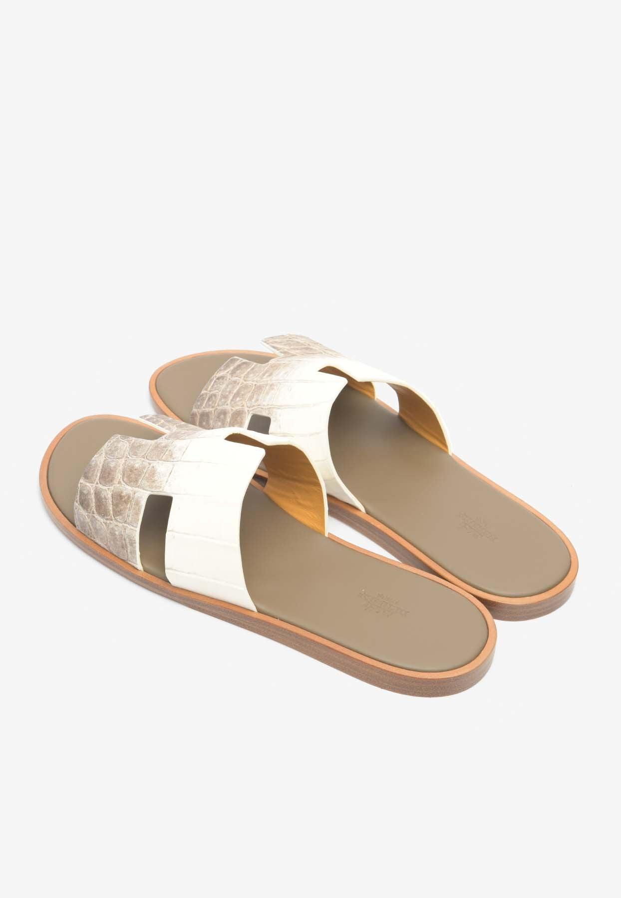 Hermès Izmir Sandals In Himalayan Blanc Matt Nilo Croc  display picture 3