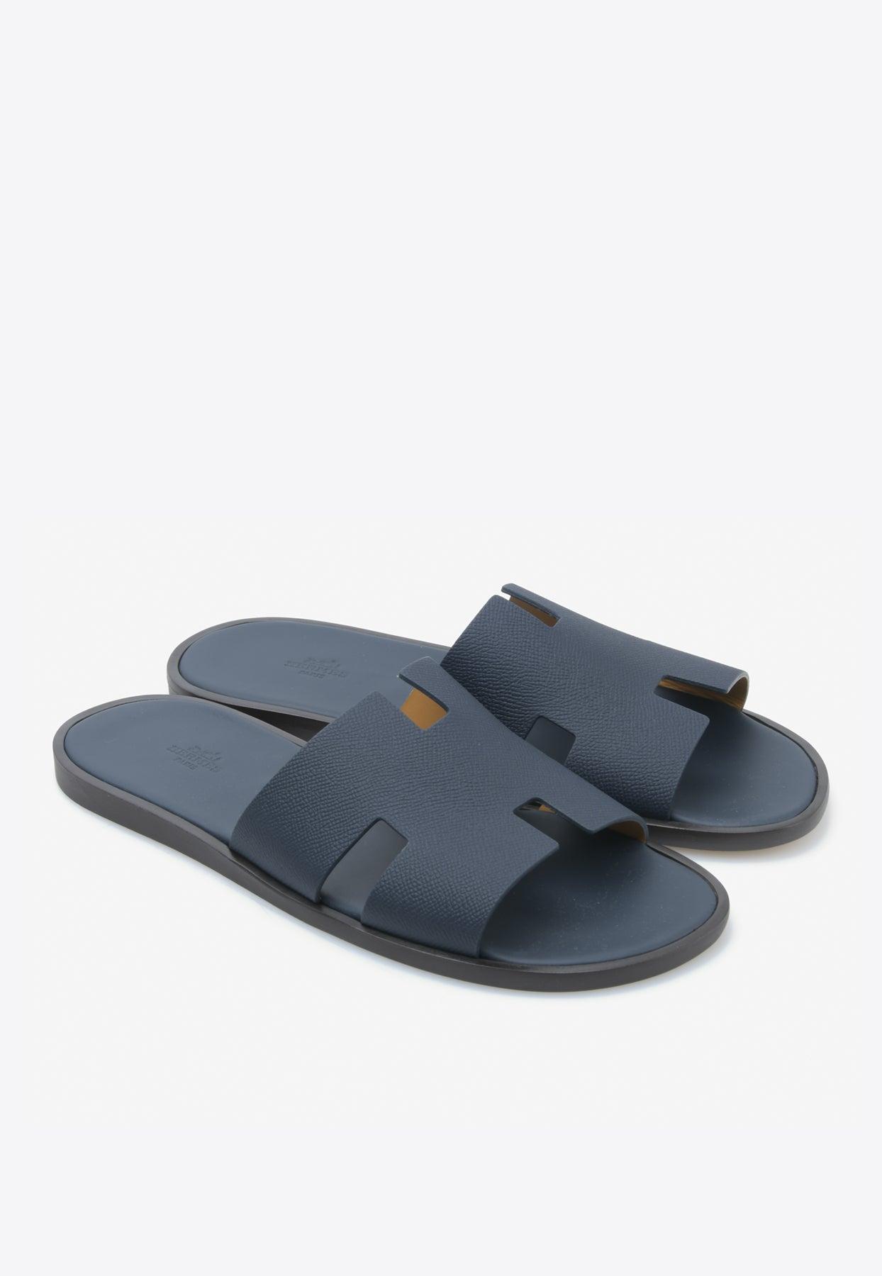 Hermès Izmir H Cut-out Sandals In Calf Leather in Blue for Men | Lyst