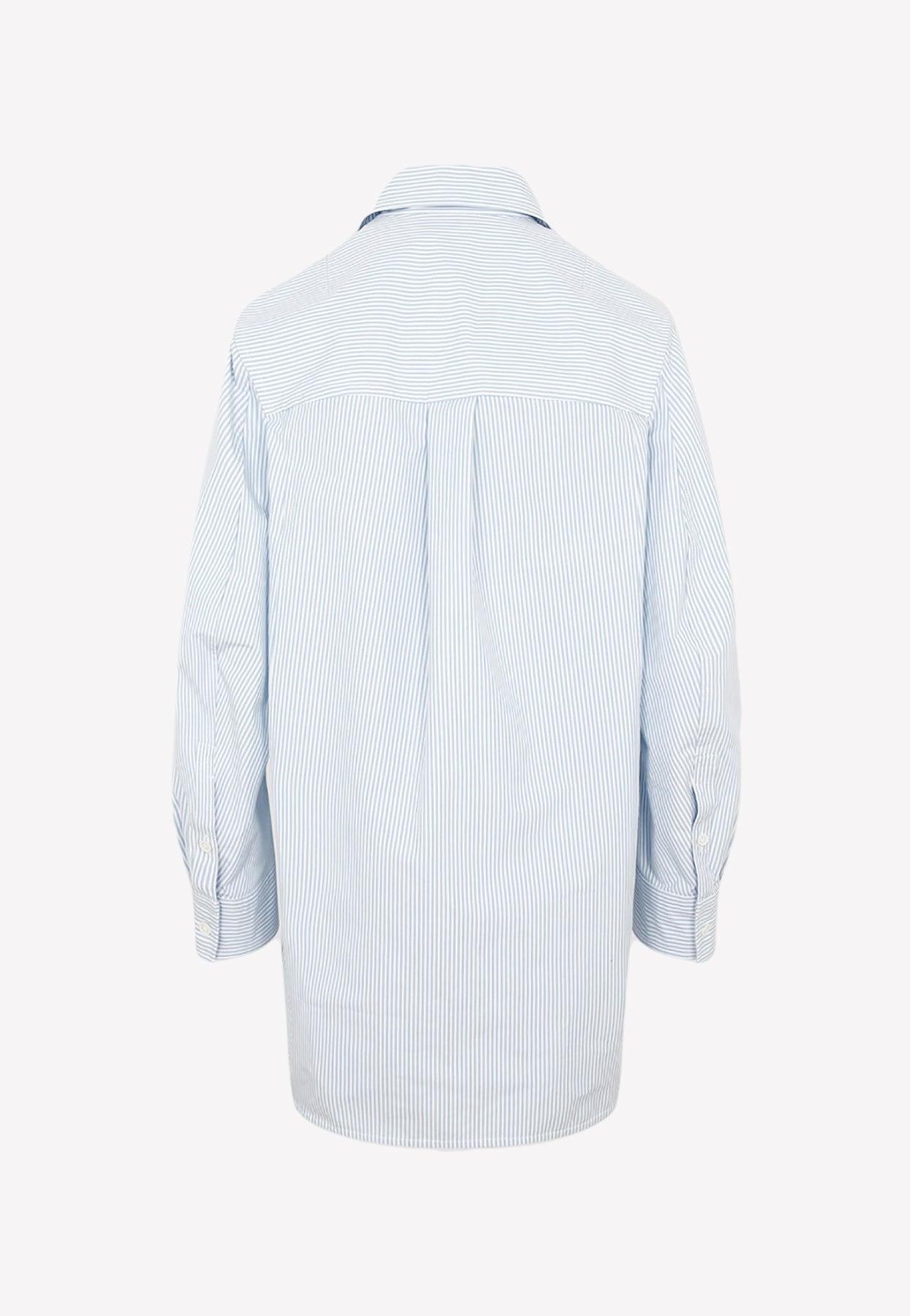 Bottega Veneta Striped Shirt Dress in White | Lyst