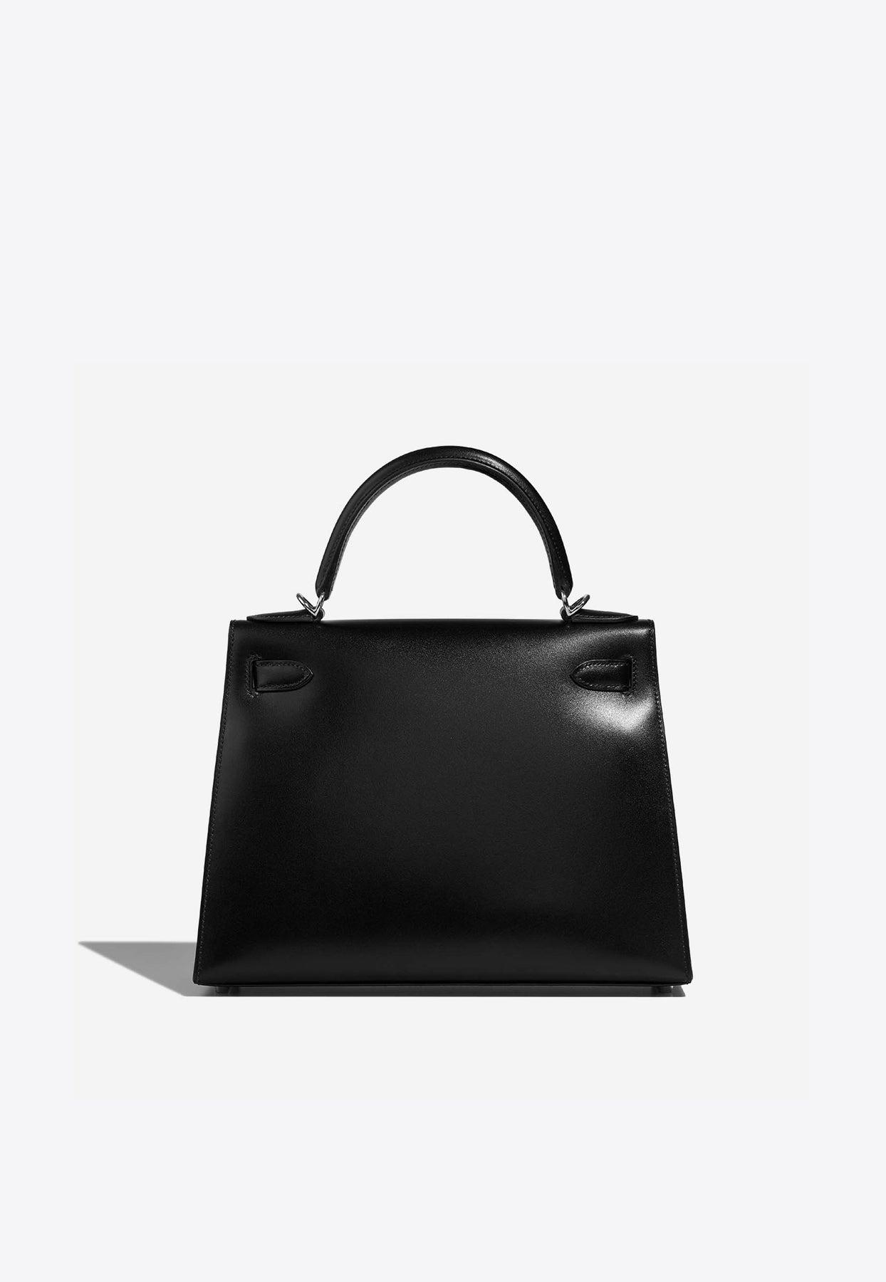 Herm s Kelly 28 In Black Box Leather With Palladium Hardware Lyst