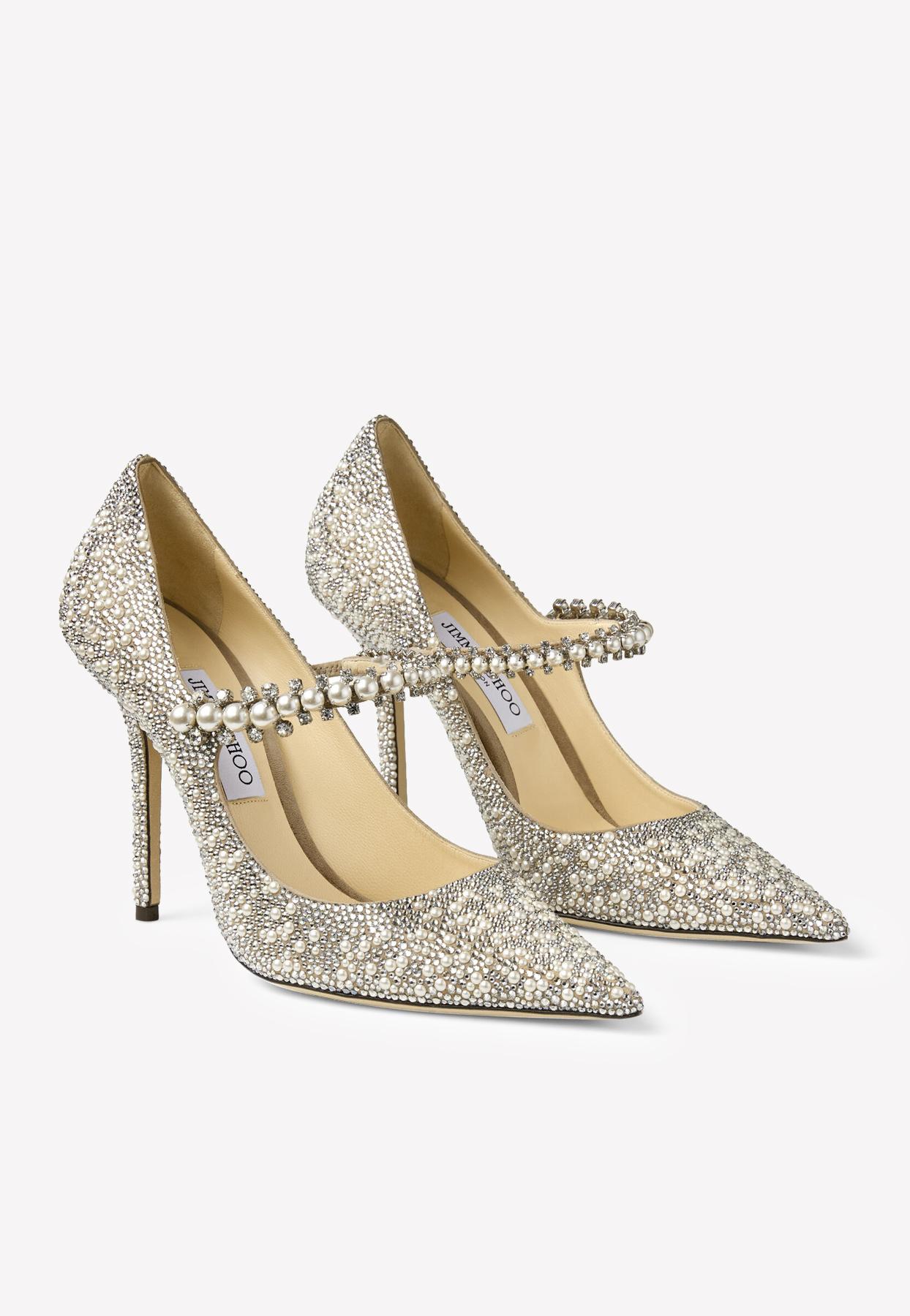 Jimmy Choo Baily 100 Suede Crystal-embellished Mary Jane Pumps in Metallic  | Lyst