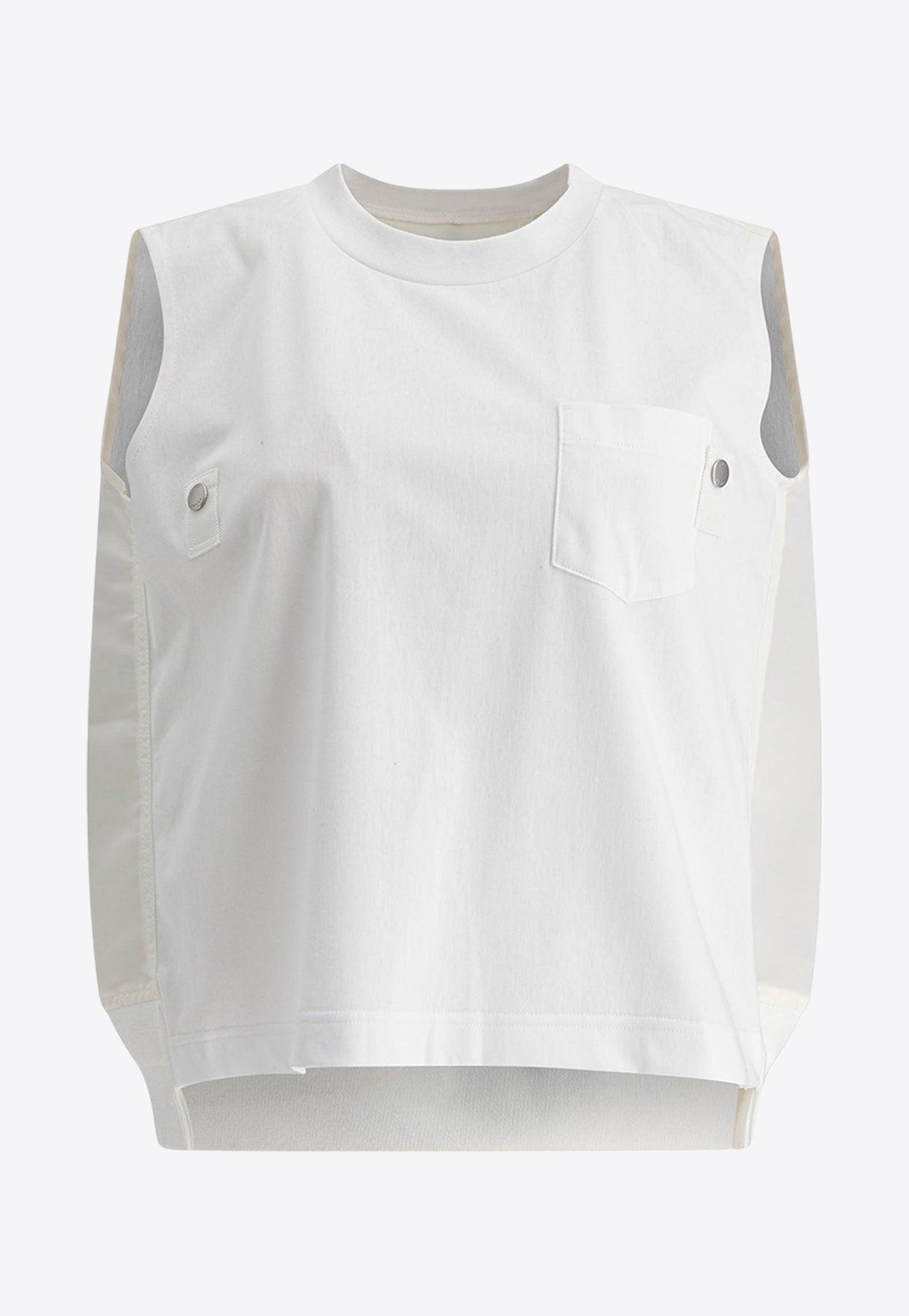 Tシャツ・カットソー SACAI POPLIN SLEEVELESS TOP-SHIRT 310492-38063-SACAI-POPLIN-