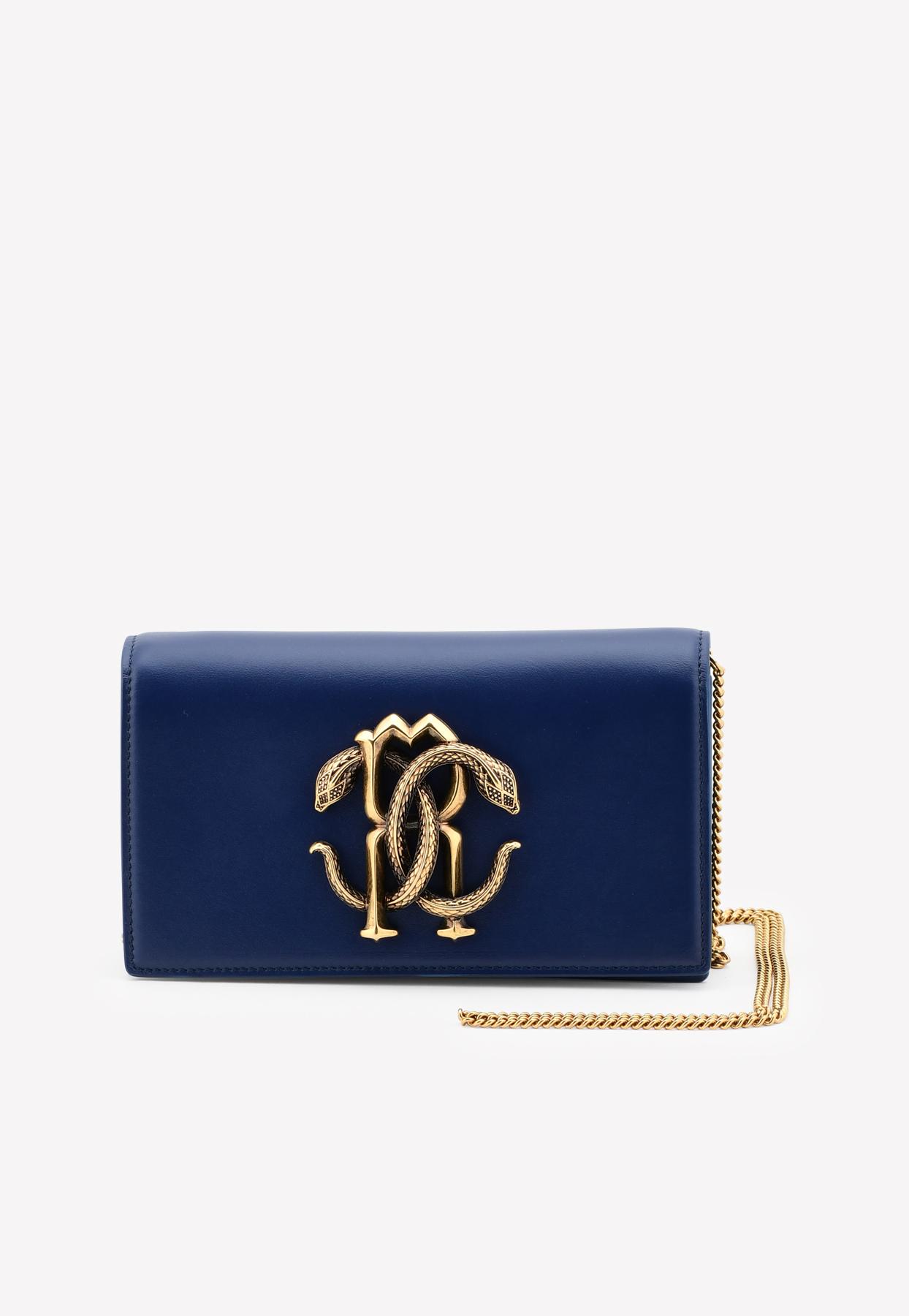 Roberto Cavalli Small 'mirror-snake' Shoulder Bag In Leather in Blue | Lyst