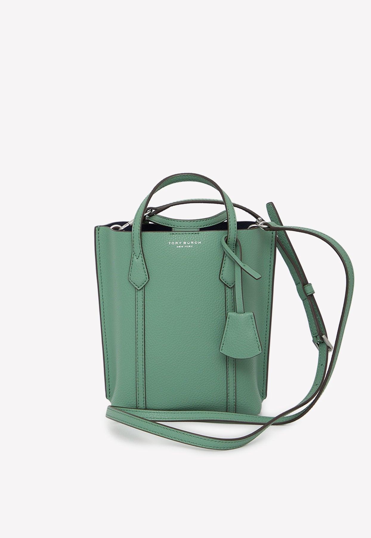Tory Burch Mini Perry Tote Bag In Leather in Green | Lyst