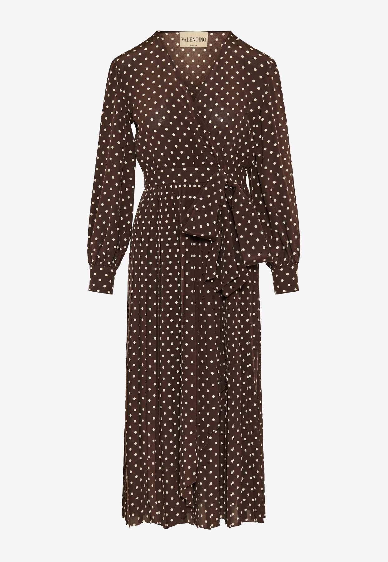 fitted lace wedding dress Brown Polka Dot Long Sleeve Top Medium main image 1