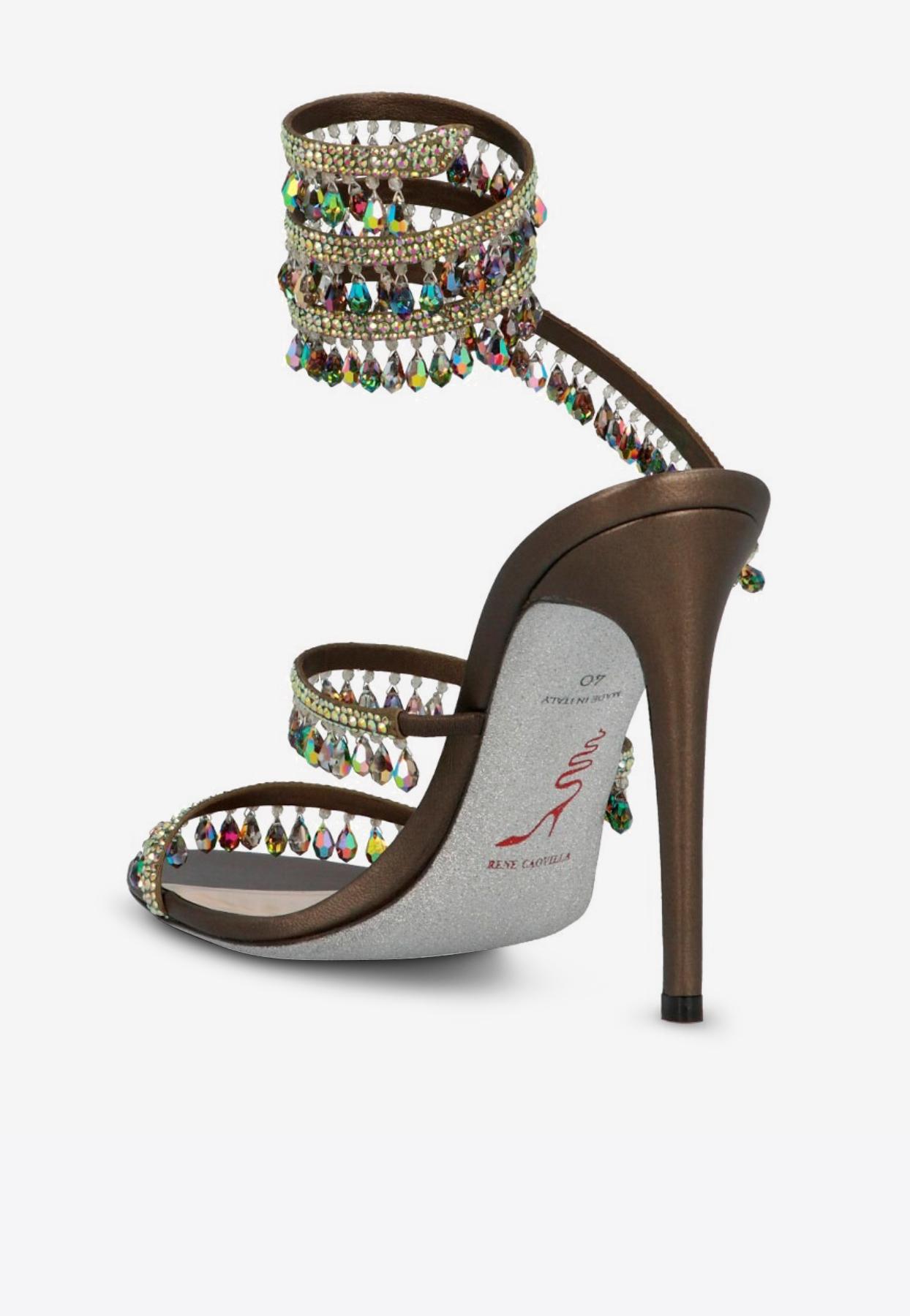 Rene Caovilla Chandelier 105 Satin Sandals With Multicolored Crystals - Lyst