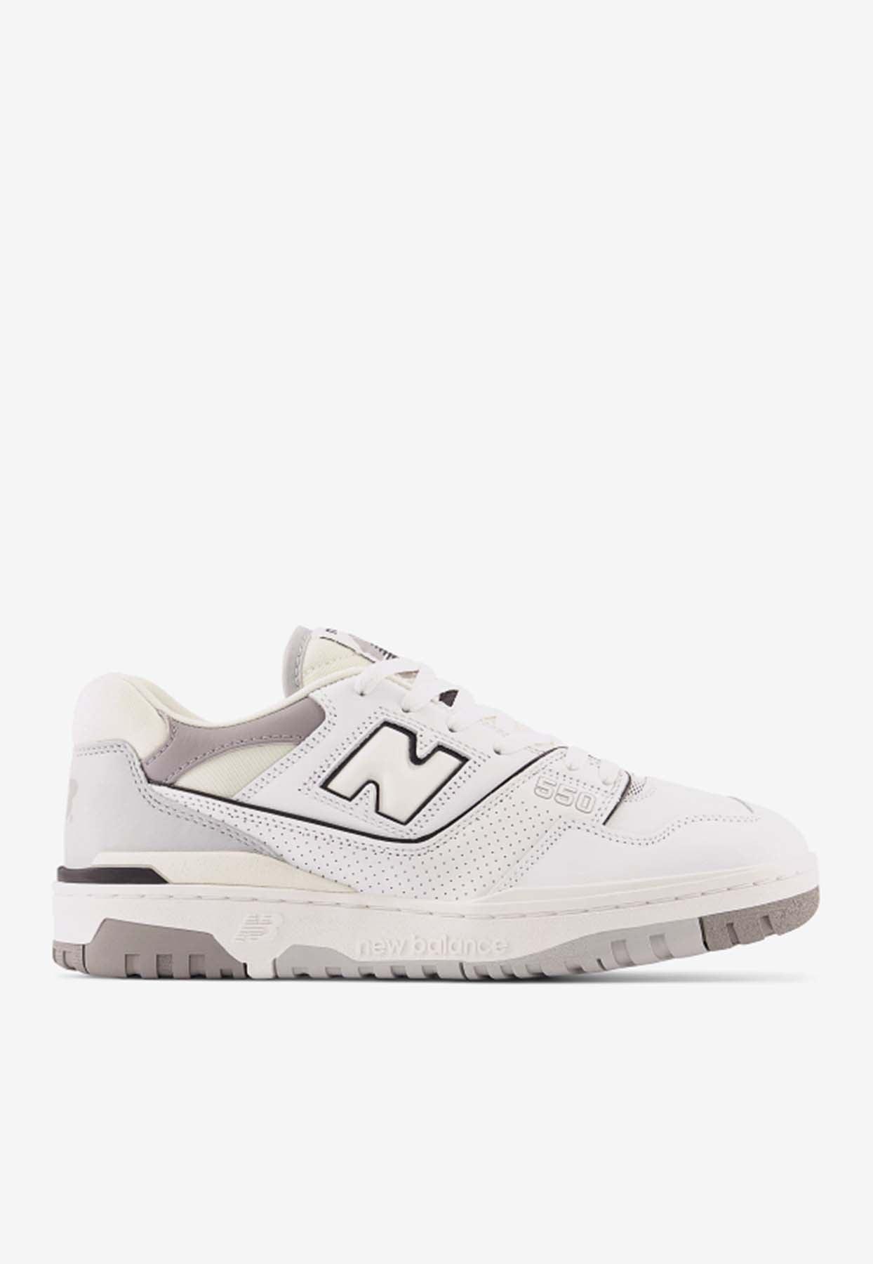 New Balance 550 Lowtop Sneakers In White With Marblehead And Dark Gray