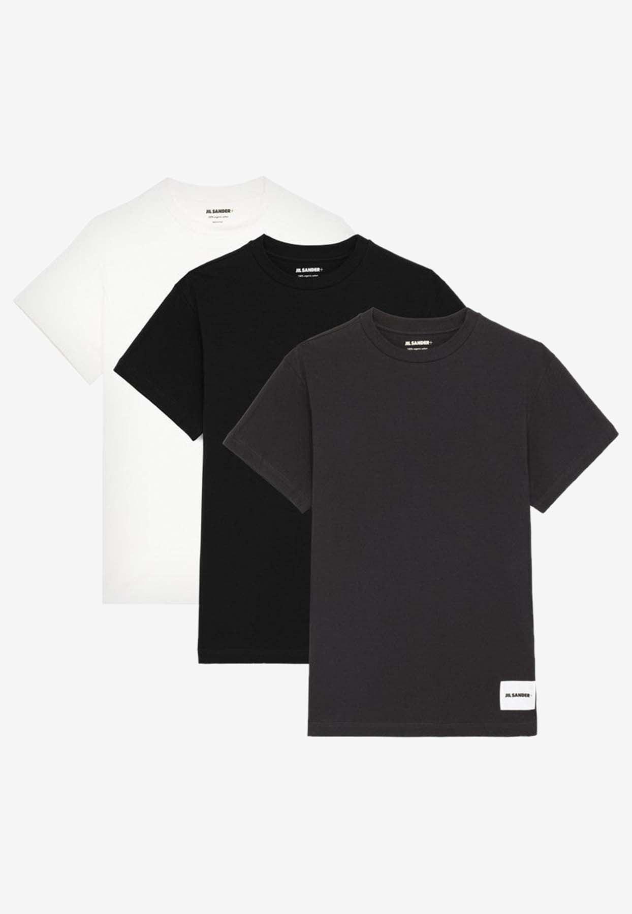 Jil Sander Logo-patch Crewneck T-shirts Set in Black for Men | Lyst