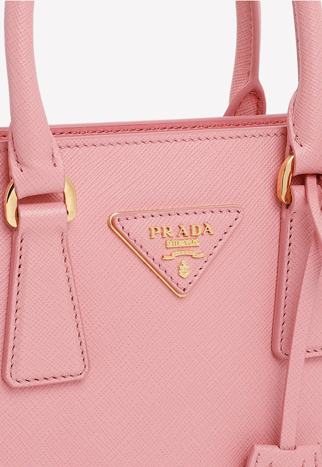 new PRADA Symbole Triangle logo saffiano leather AirPods lanyard bag pink  red