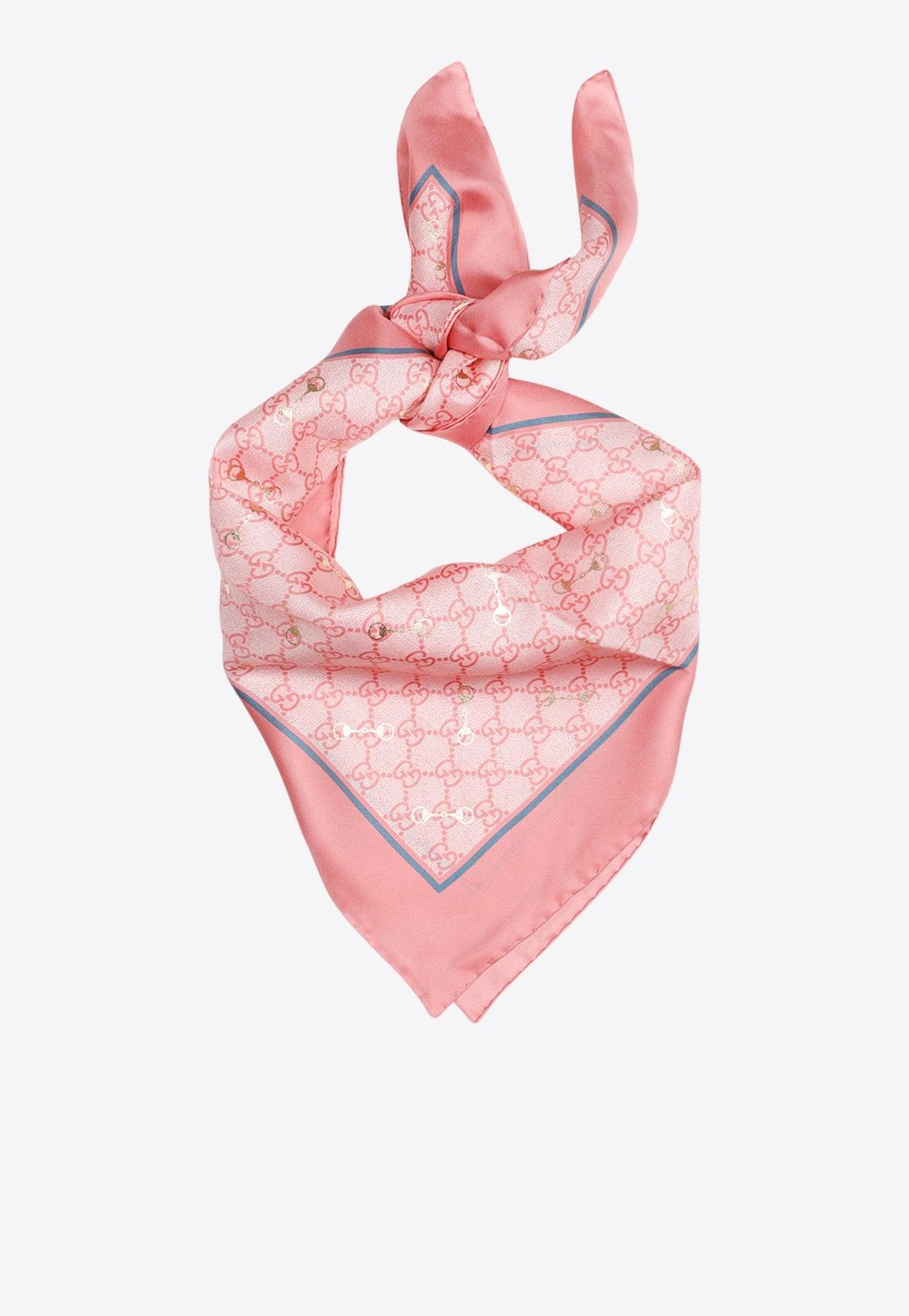 Gucci gg Gold Horsebit Scarf in Pink | Lyst