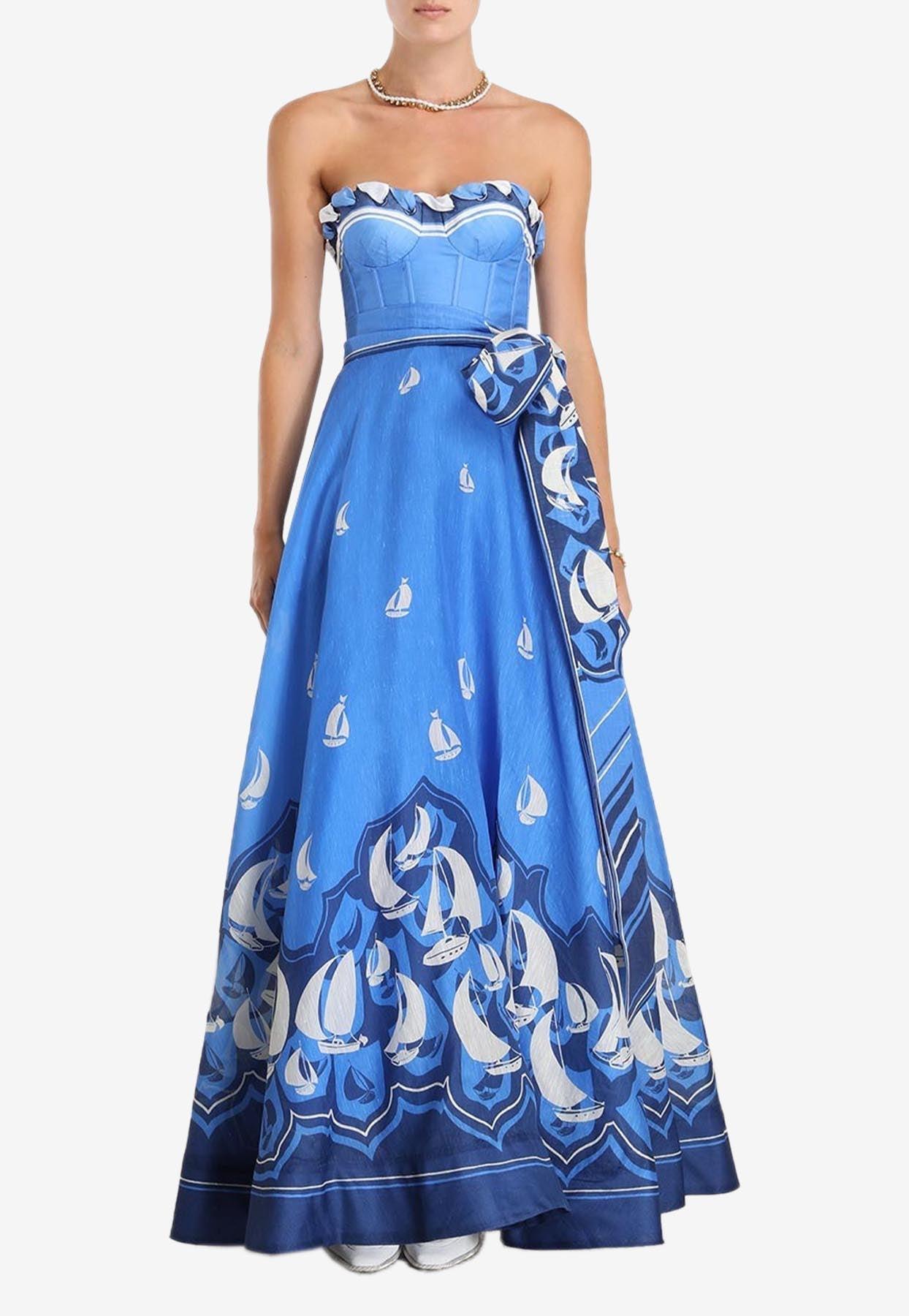 Zimmermann High Tide Eyelet Sailboats Print Maxi Dress in Blue Lyst