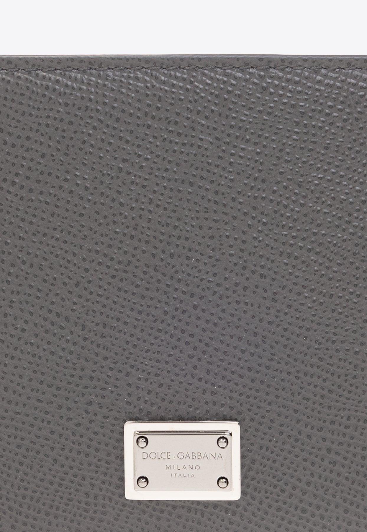 Dolce Gabbana Dauphine Leather Wallet in Grey for Men Lyst
