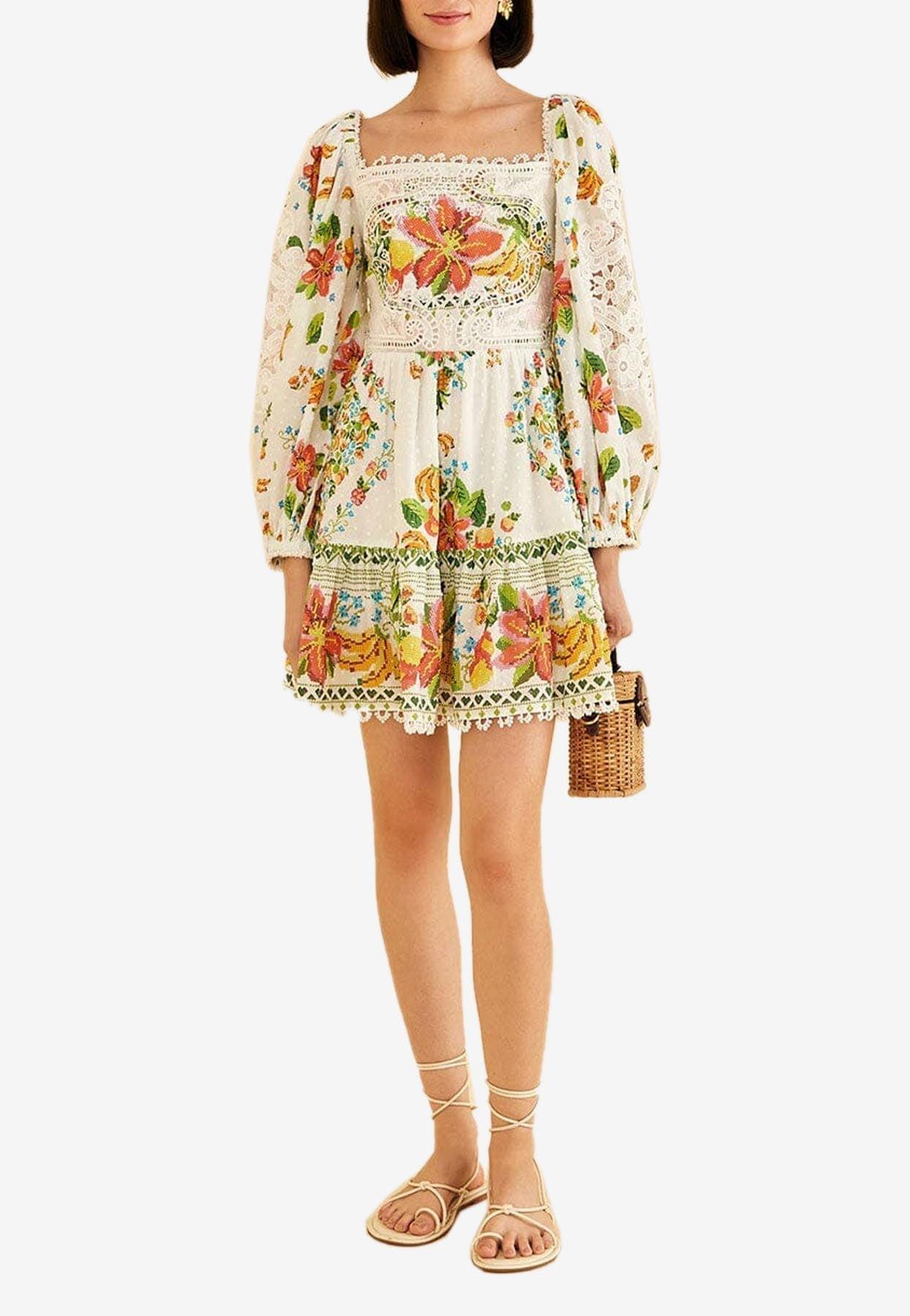 FARM Rio Off-white Tropical Romance Scarf Mini Dress | Lyst
