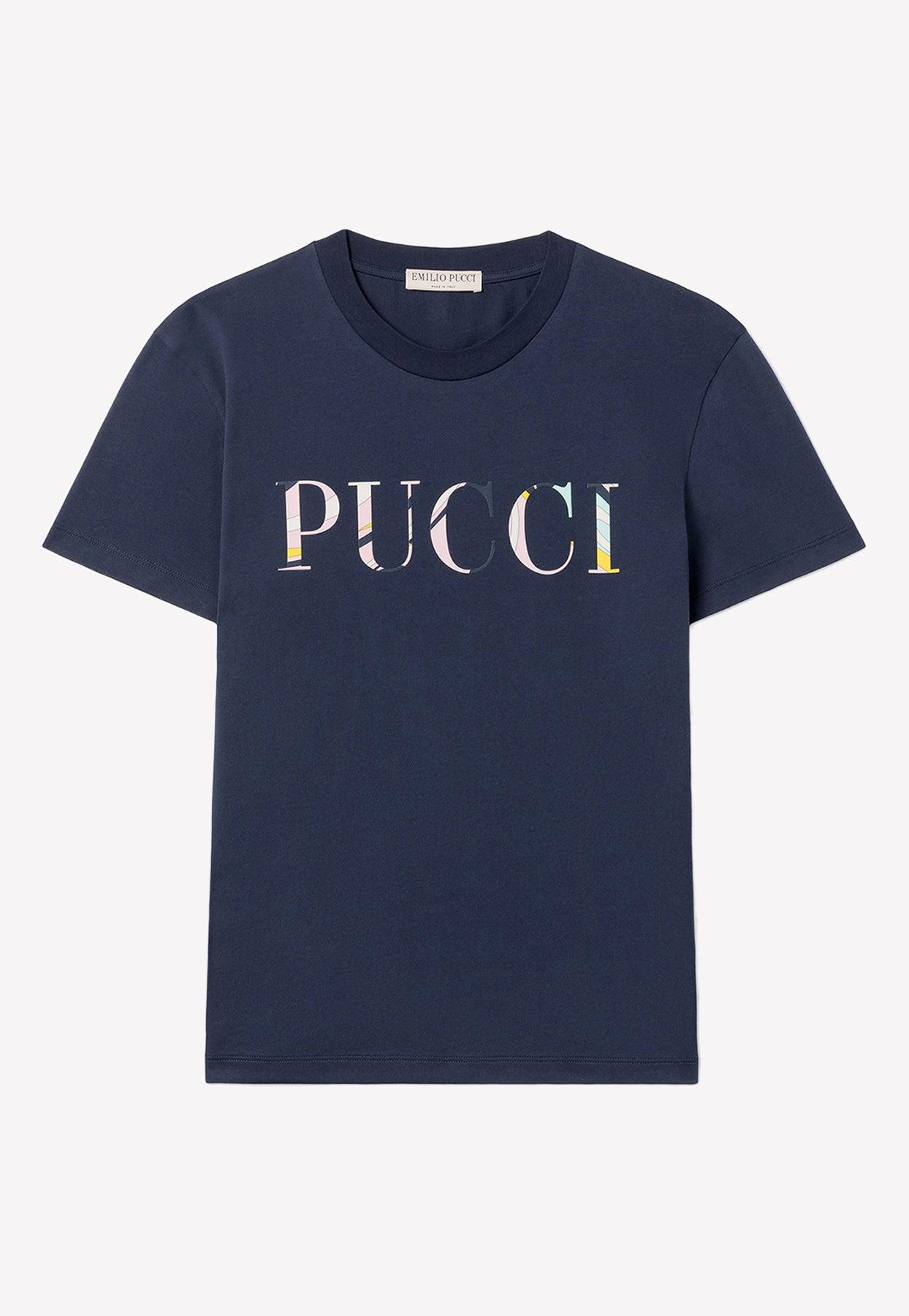 EMILIO PUCCI: t-shirt with big logo - Blue  Emilio Pucci t-shirt 9P8091  J0019 online at