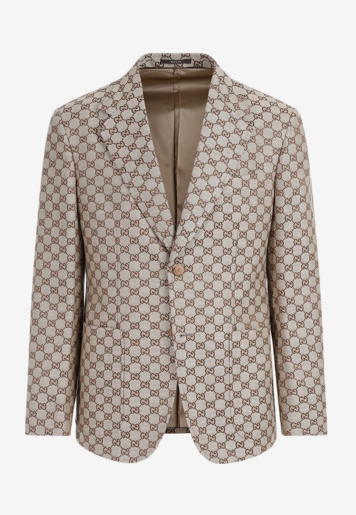 Single-breasted, jersey jacket with all-over jacquard motif