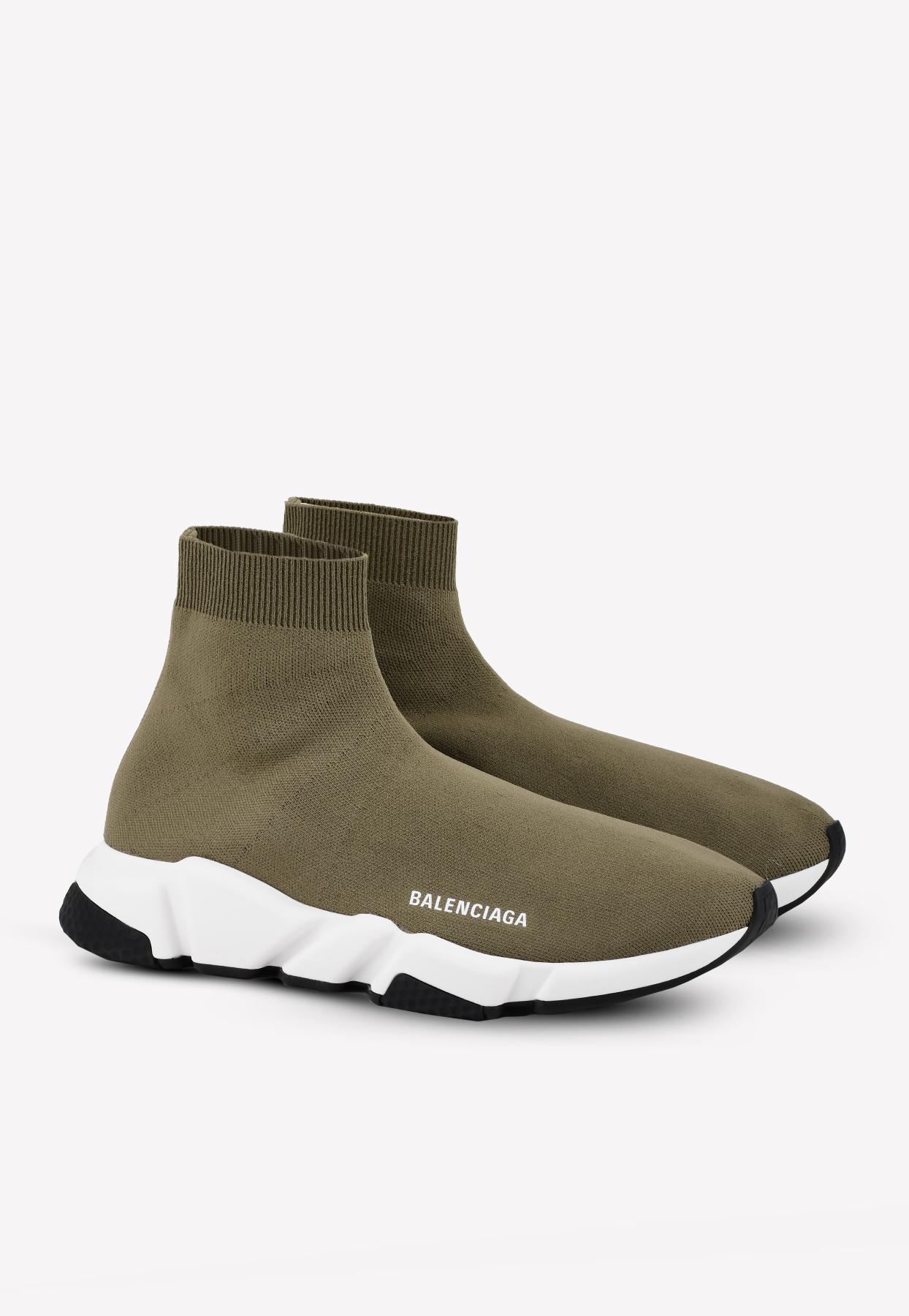 Balenciaga Speed Sneakers In Stretch-knit in Green for Men | Lyst