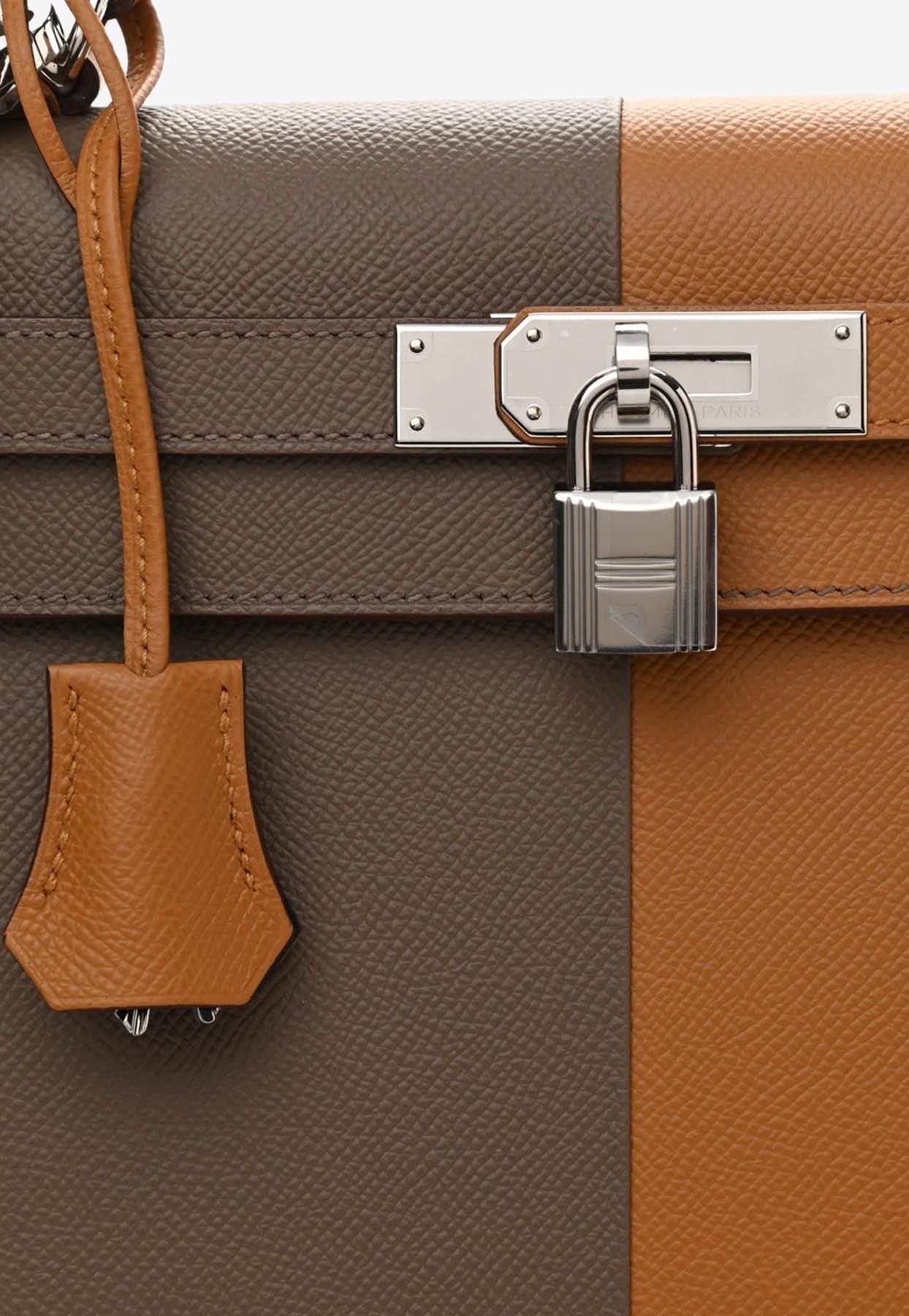 Hermes Kelly bag 32 Retourne Sesame Clemence leather Gold hardware