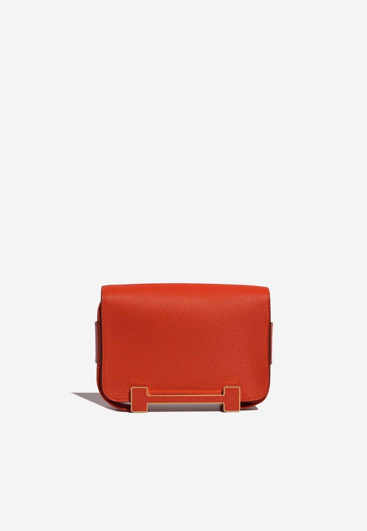 Hermès Geta Shoulder Bag In Capucine Chèvre Mysore With Gold Hardware in  Red