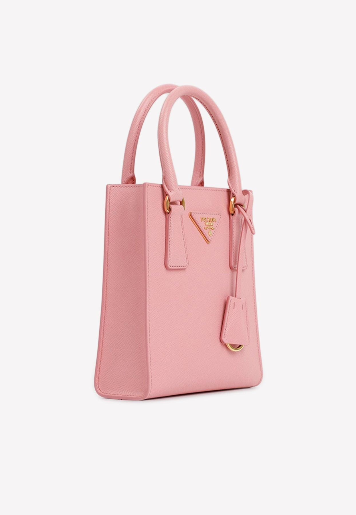 Petal Pink Small Saffiano Leather Prada Panier Bag