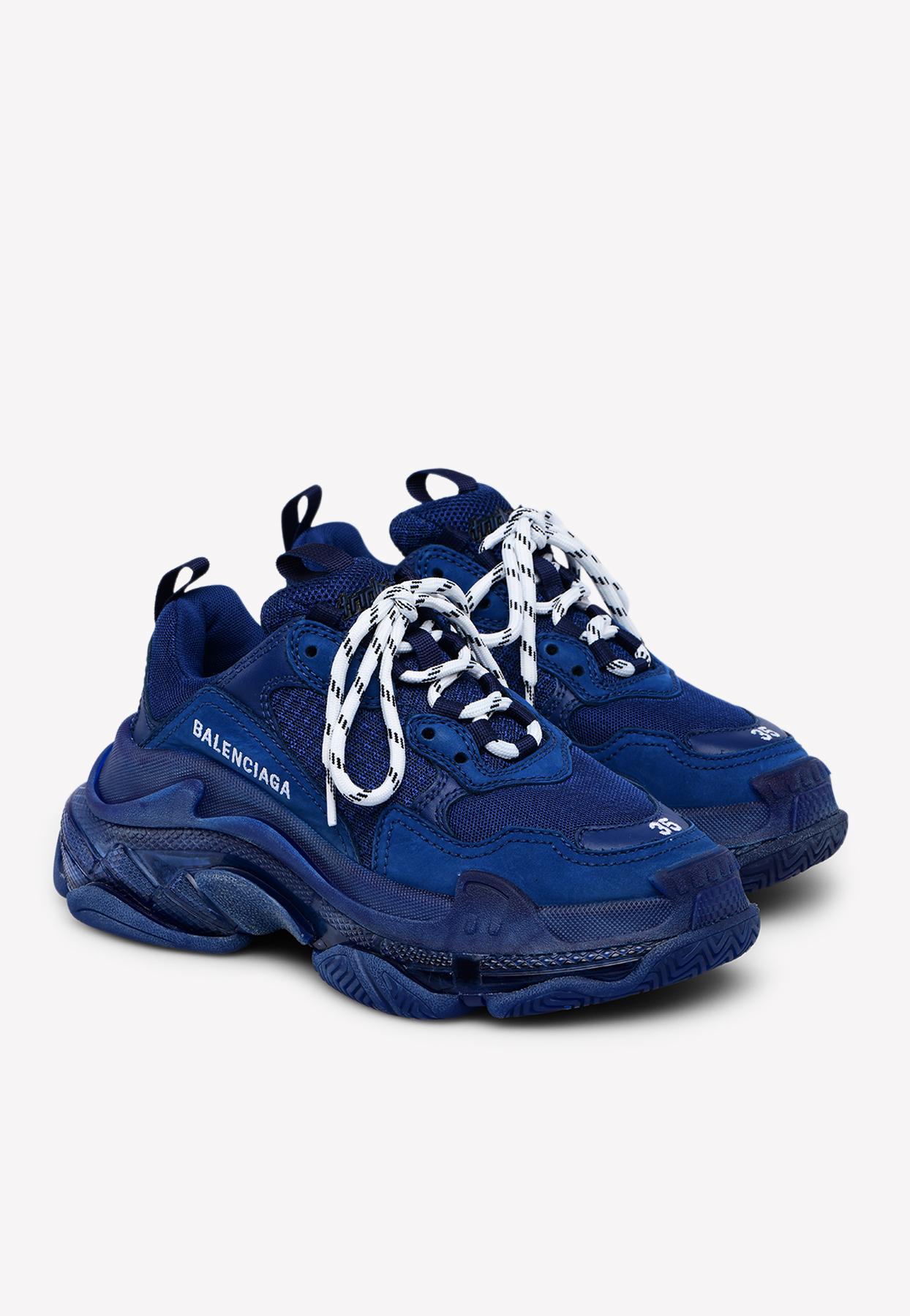 Balenciaga Triple S Airsole Leather And Mesh Trainers in Navy (Blue) - Save  48% - Lyst