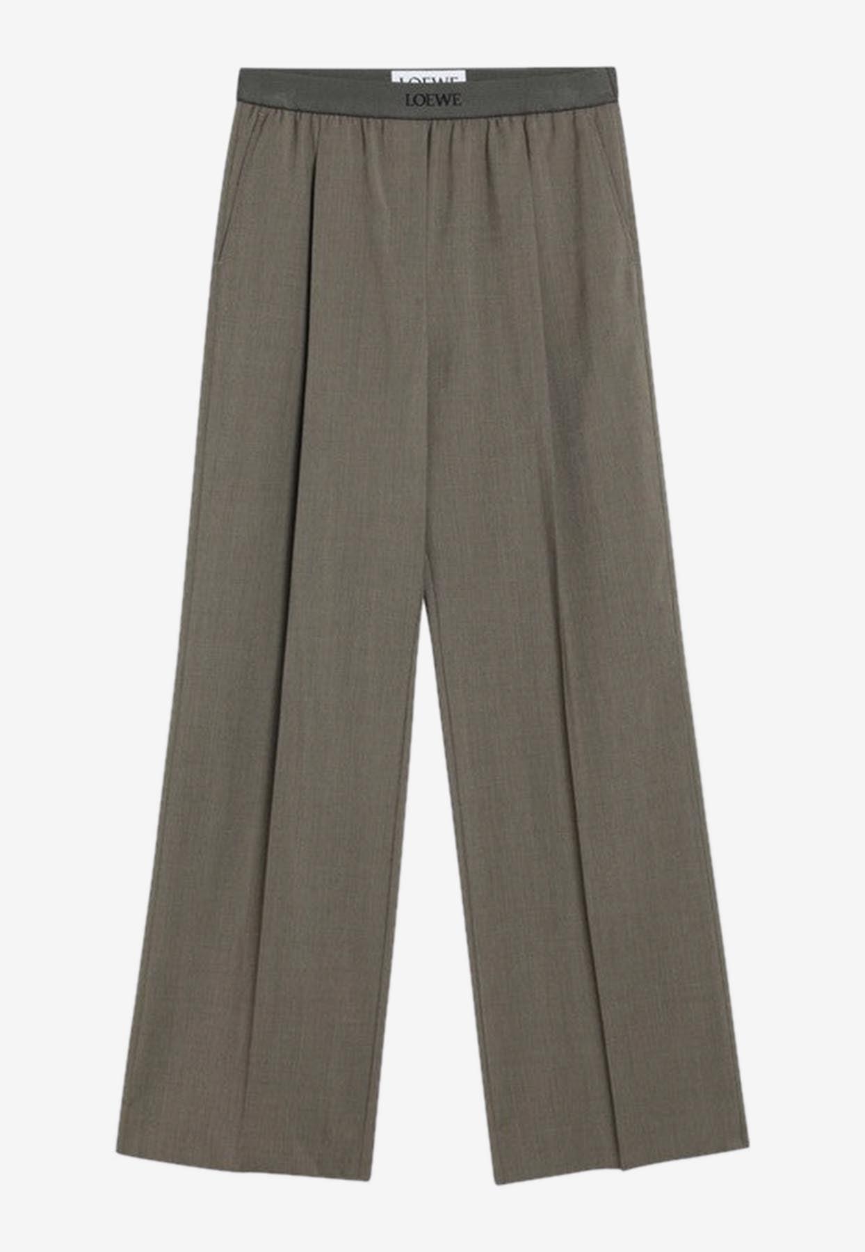 パンツ LOEWE KHAKI WOOL TROUSERS Trousers in wool Green - LOEWE