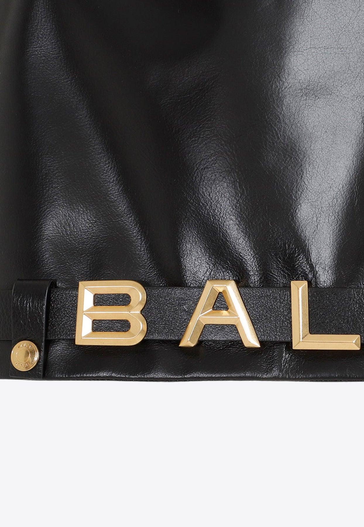 Bally Logo-plaque Leather Mini Skirt in Black | Lyst