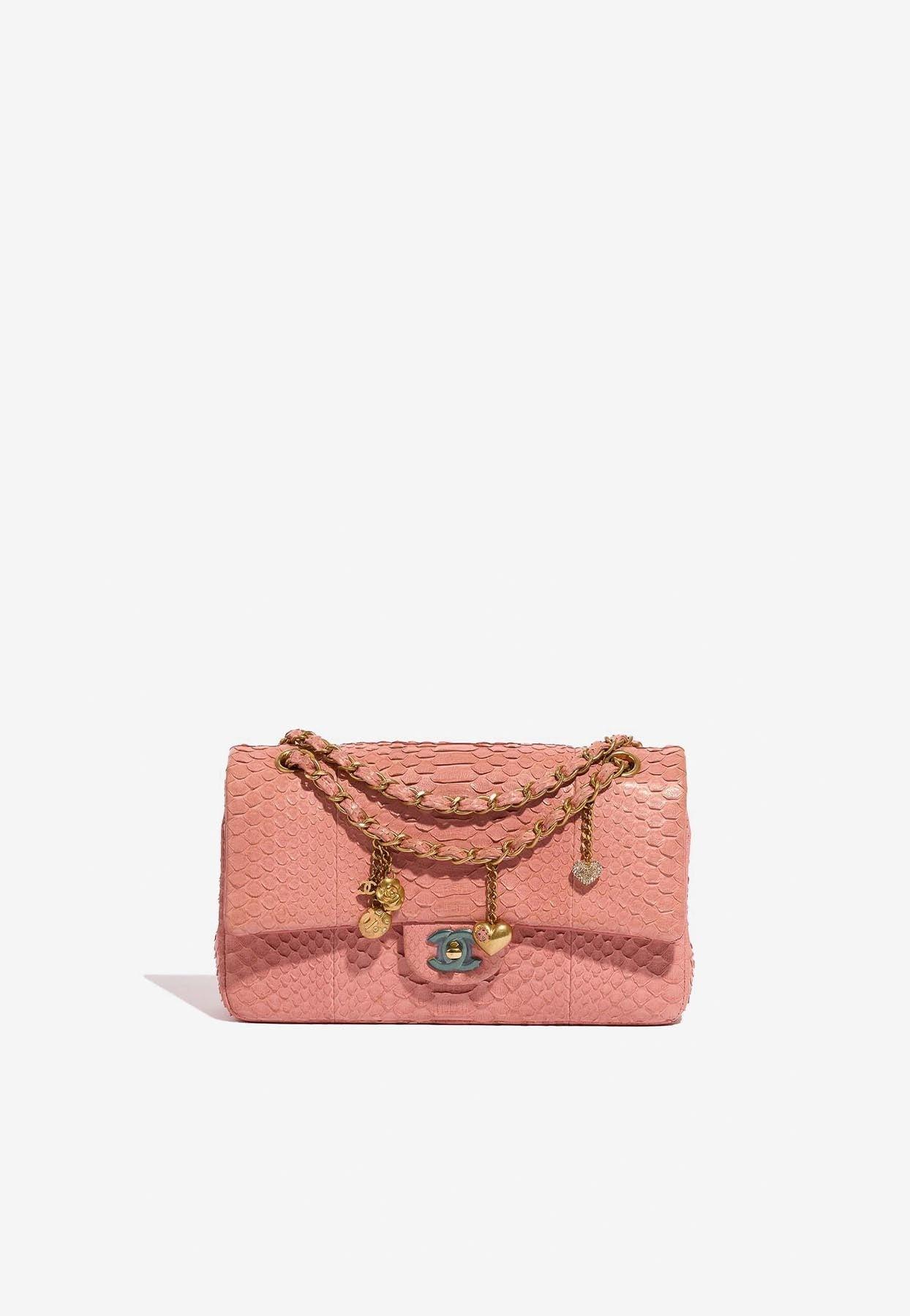 Chanel Medium Timeless Shoulder Bag In Dusty Rose Python Leather