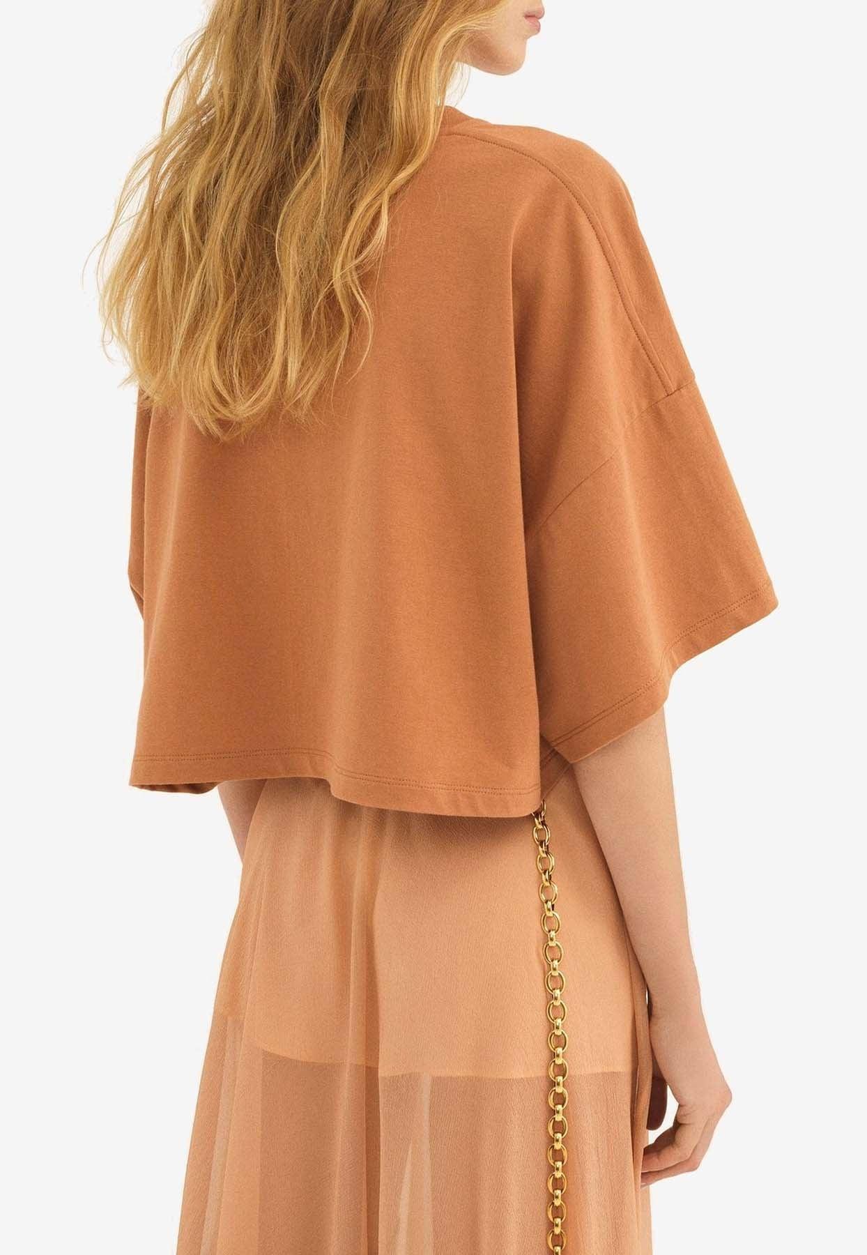 Tシャツ・カットソー Chloe FW25 CROPPED OVERSIZED T-SHIRT (CH25AJH09183 40Q) CHLOÉ Oversized cropped printed cotton-jersey T-shirt | NET