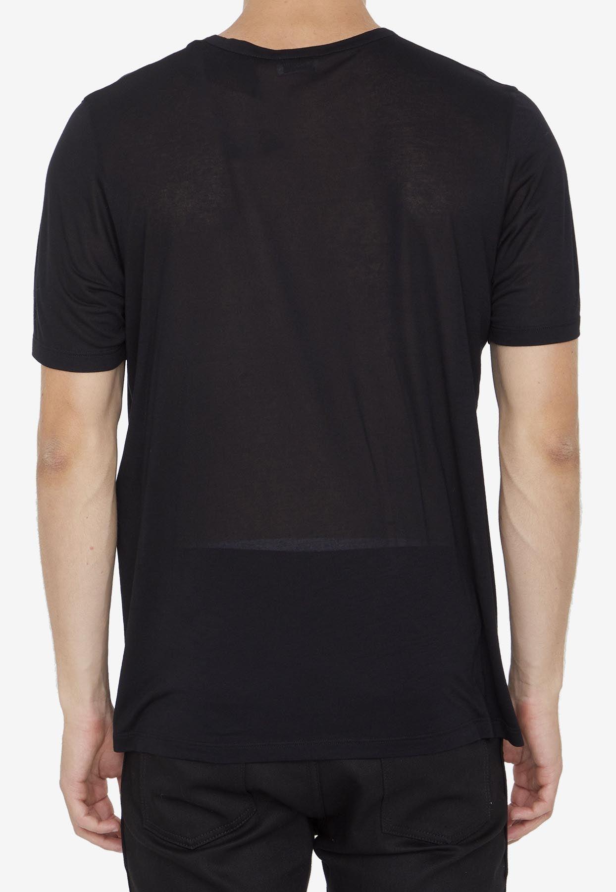Tシャツ・カットソー SAINT LAURENT 'Cassandre' embroidery t-shirt Black Cassandre T-Shirt in Piqué | Saint Laurent | YSL US