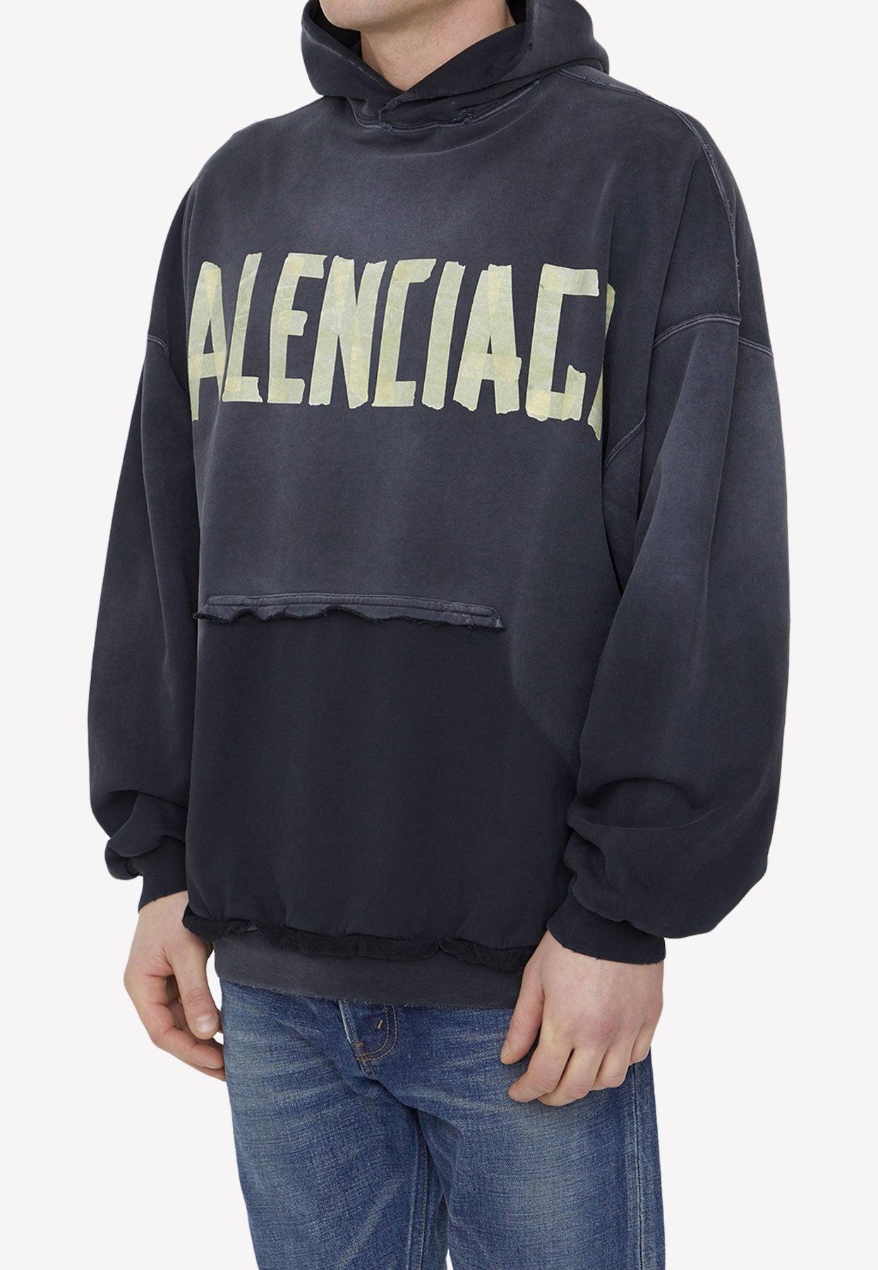 Balenciaga Ripped Pocket Tape Type Hoodie in Blue for Men Lyst