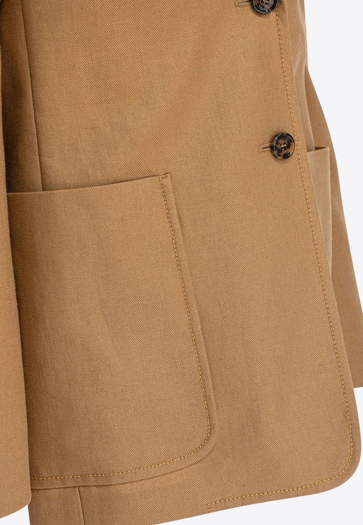 Max Mara Guglia Linen Single-Breasted Blazer in Brown | Lyst