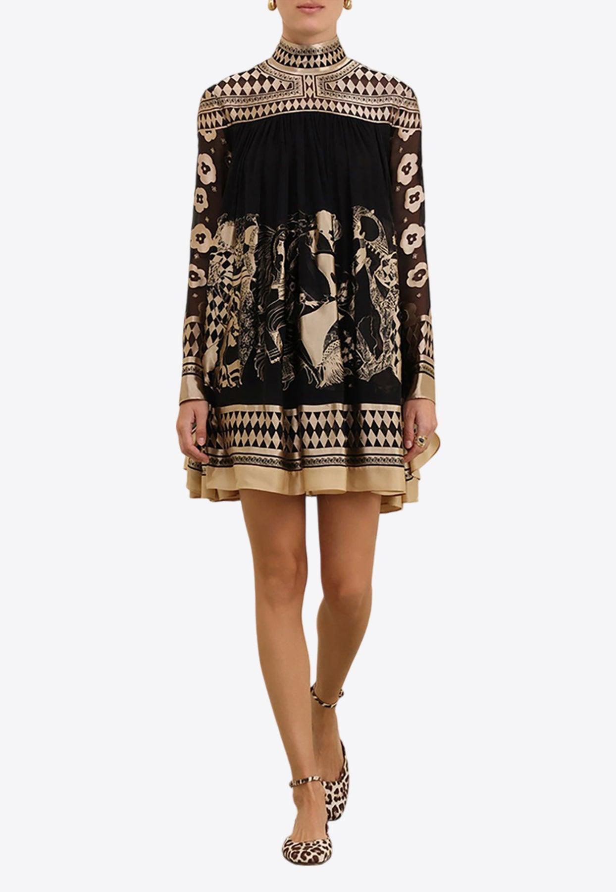 Zimmermann Illustration Otto Printed Mini Dress in Black | Lyst