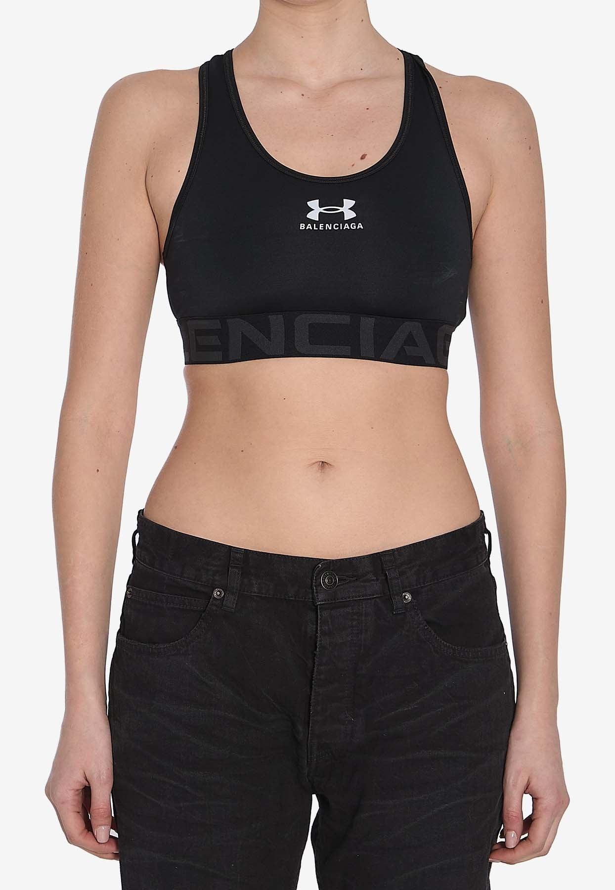 ブラジャー BALENCIAGA BLACK TECH JERSEY BALENCIAGA X UNDER ARMOUR BRA Balenciaga Tech Jersey X Under Armourâ Bra in Black | Lyst