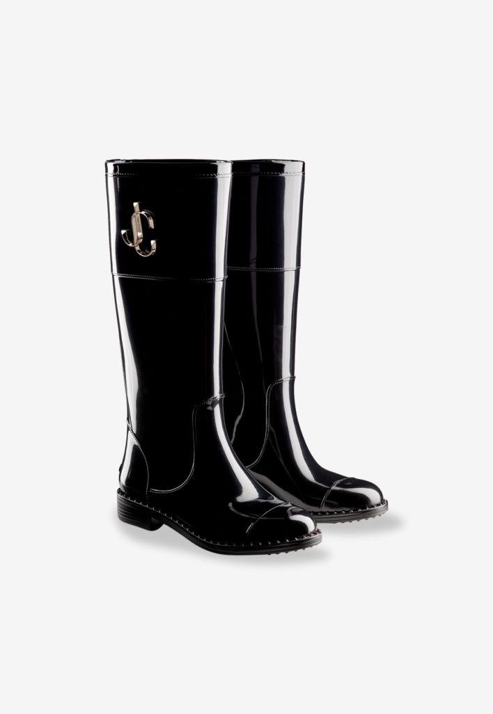Jimmy Choo Leather Edith Tpu Waterproof Rain Boots With Jc Logo in