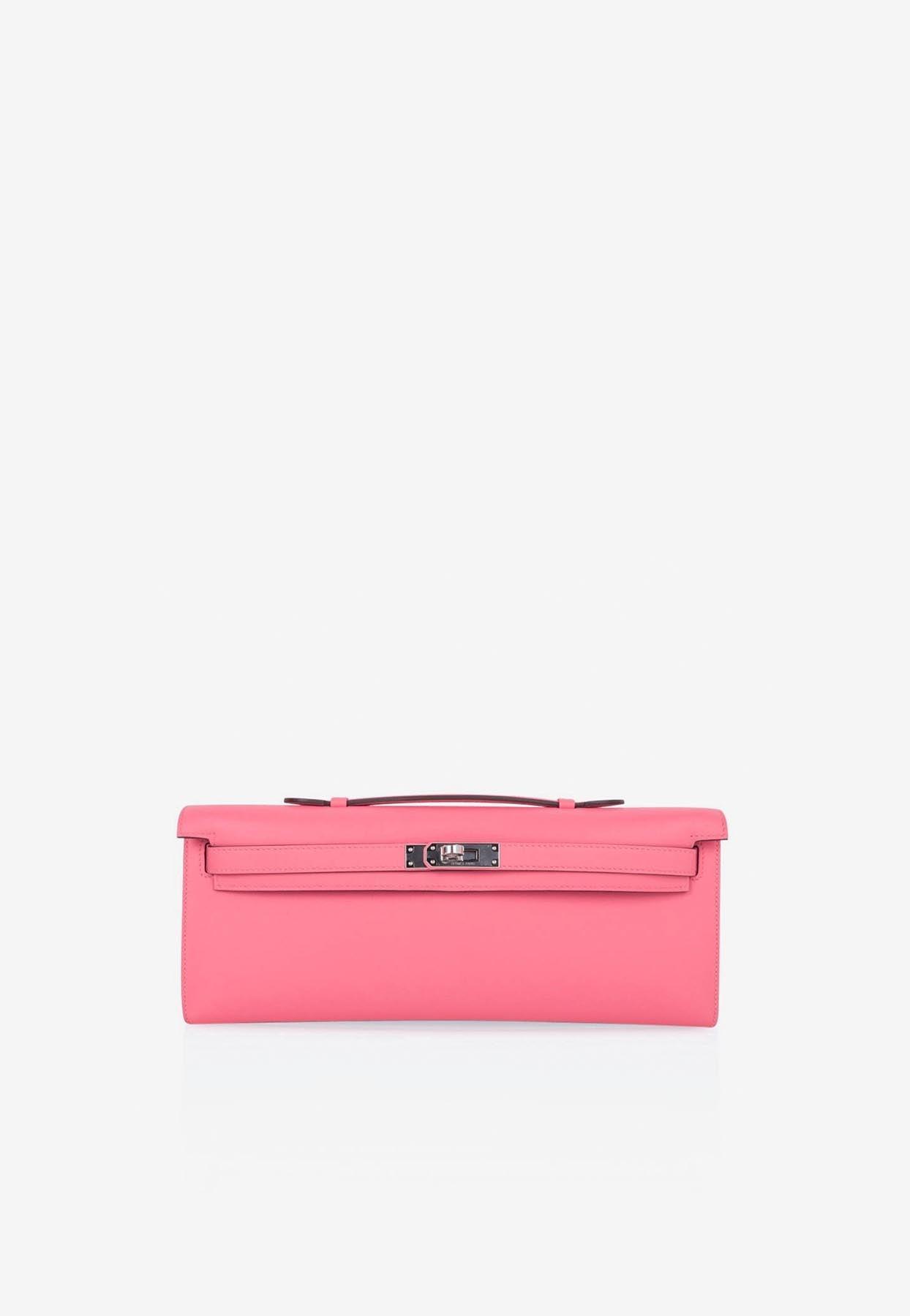 Hermès Kelly Cut Clutch Bag In Rose Azalee Swift Leather With