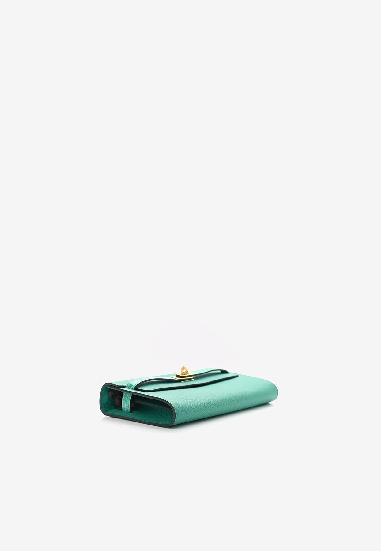 Hermès Kelly To Go Wallet In Vert Jade Epsom With Gold Hardware in