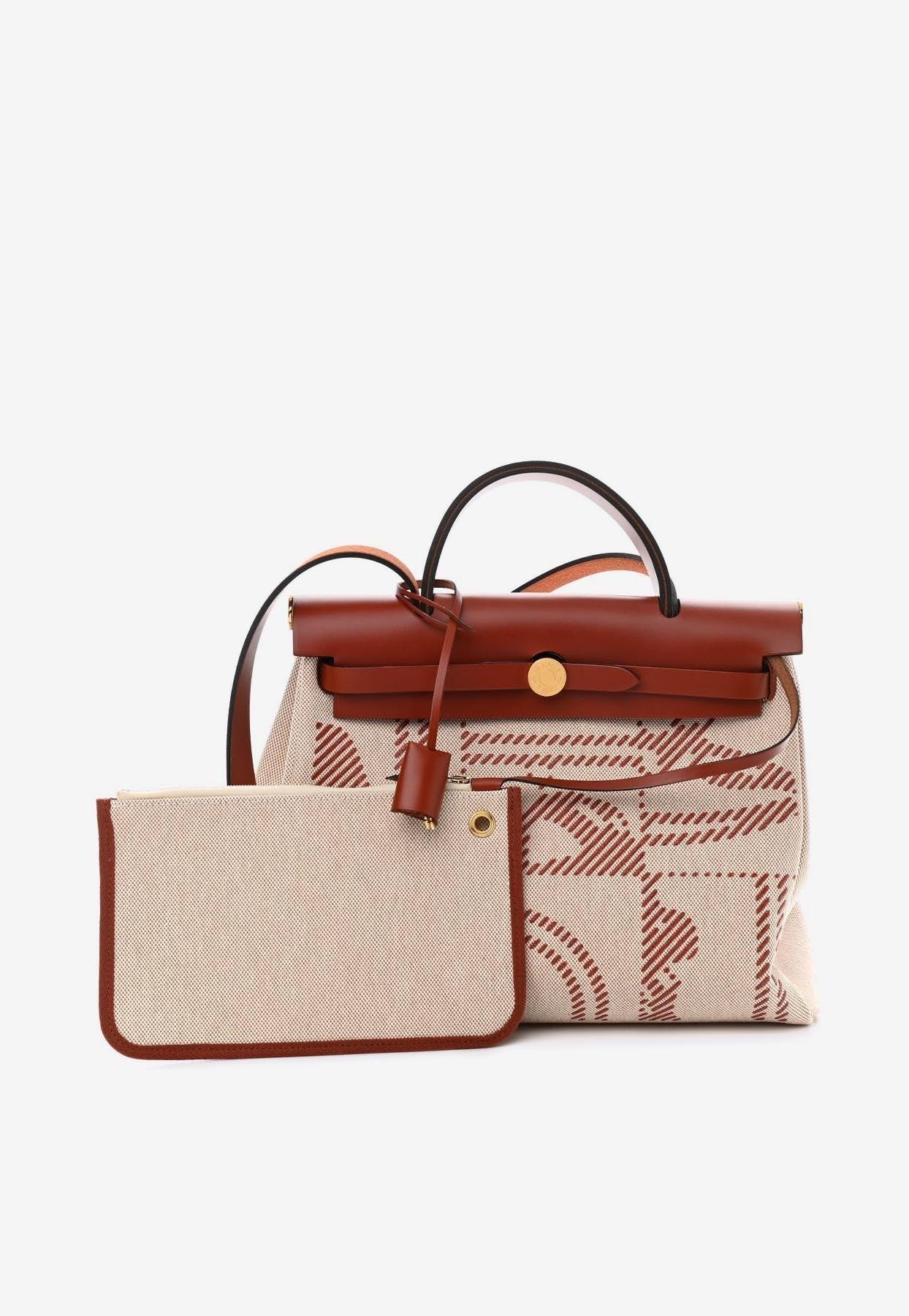Hermès Herbag 31 In Chai Toile And Fauve Vache Hunter With Palladium  Hardware in Pink