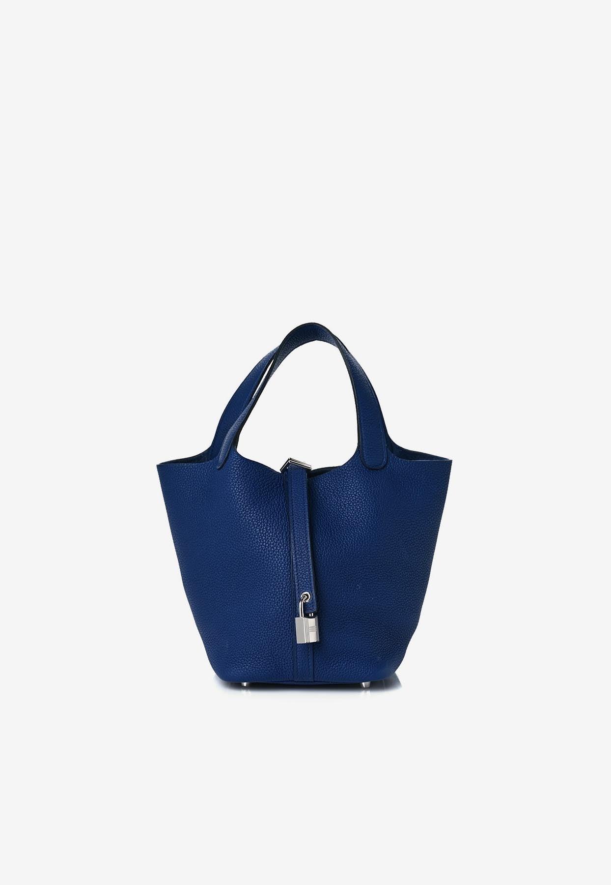 Hermès Picotin Lock 18 In Bleu Saphir Taurillon Clemence With