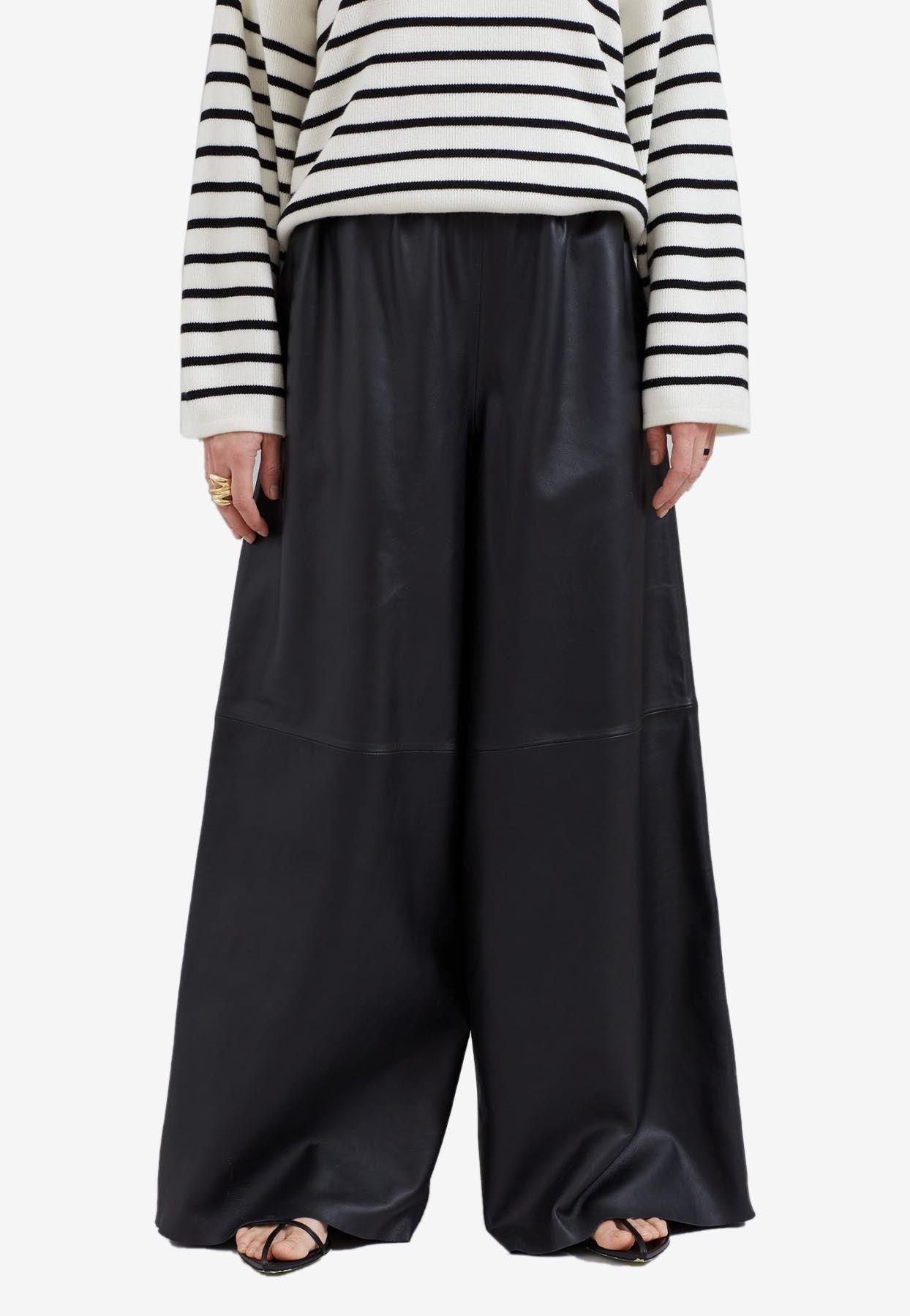 Frankie Shop Sydney Wideleg Leather Pants in Black Lyst Australia