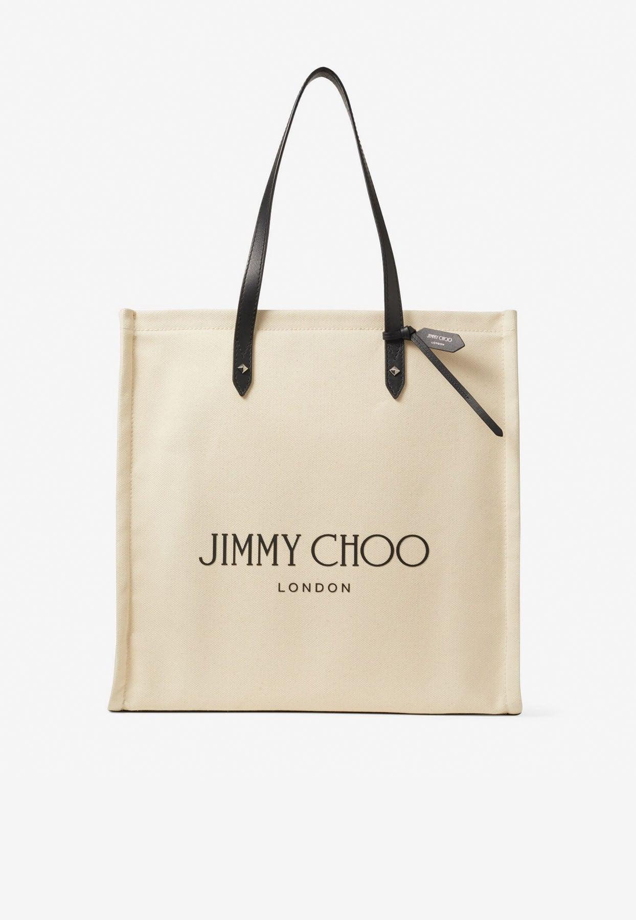 Jimmy Choo Logo Canvas Tote Bag in Natural | Lyst