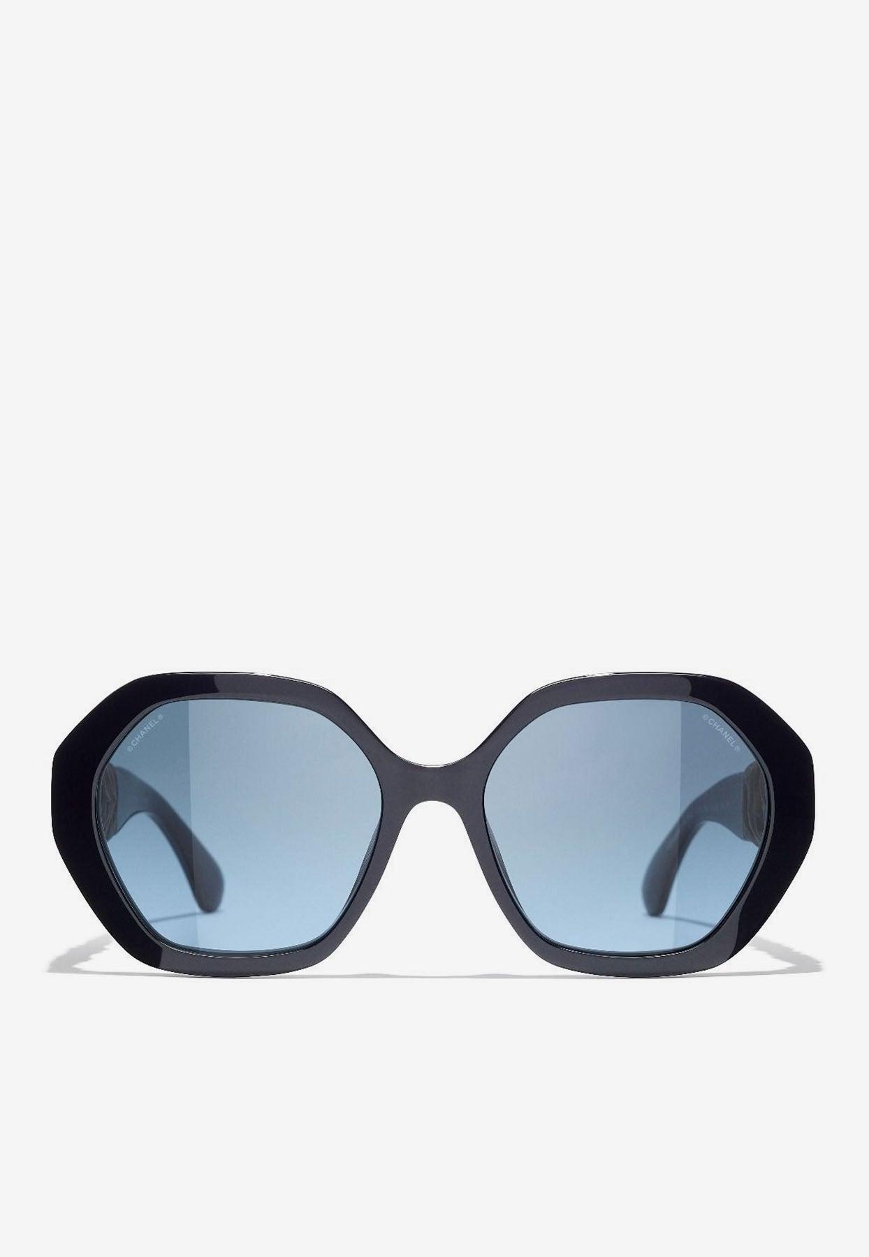 Chanel Cc Logo Hexagon Tortoise Sunglasses in Blue