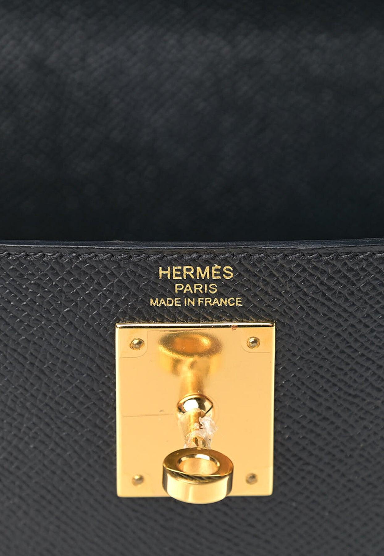 HERMÈS Hermès Kelly 28 Black Boxcalf Gold on SALE